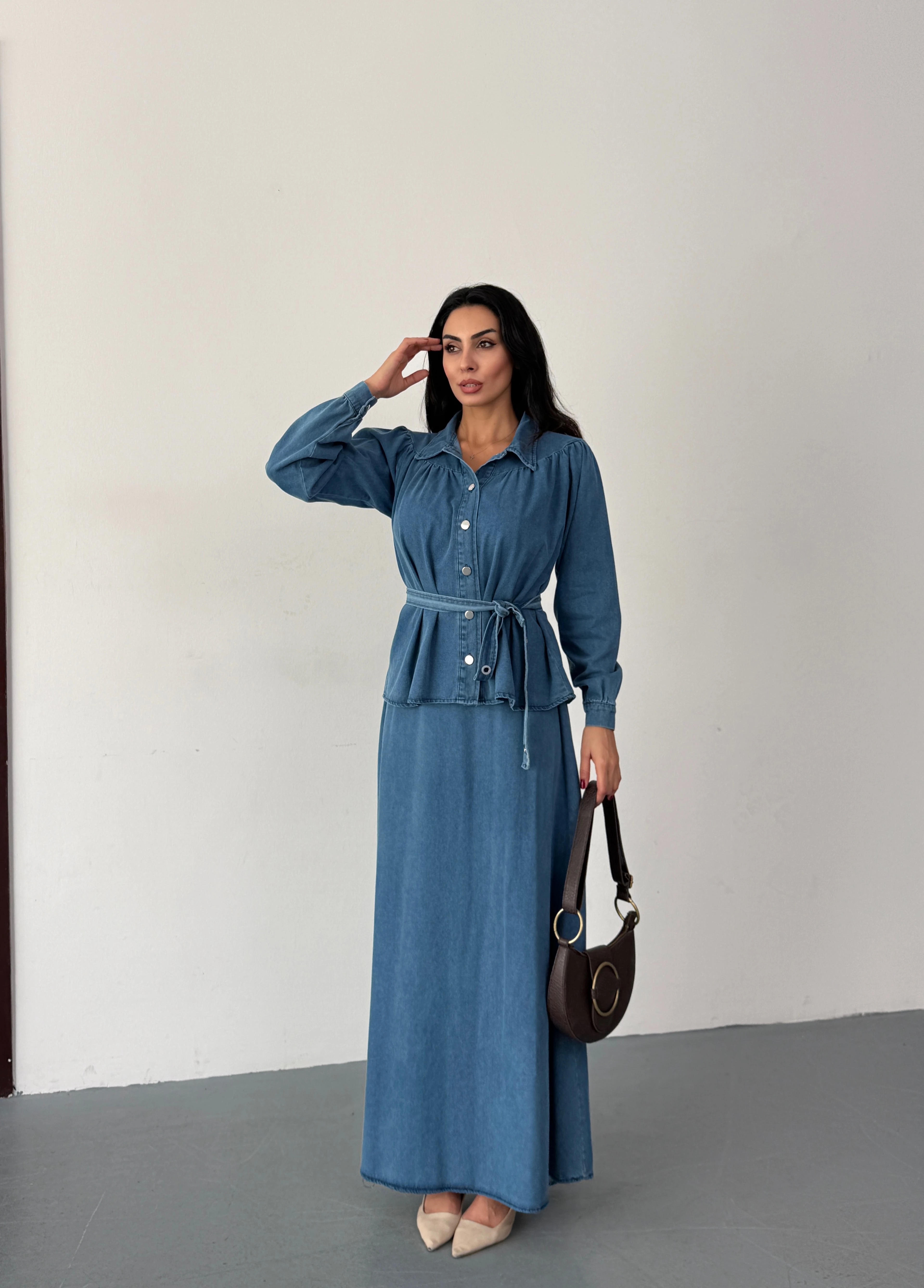 MAVİ ETEKLİ KOT TAKIM