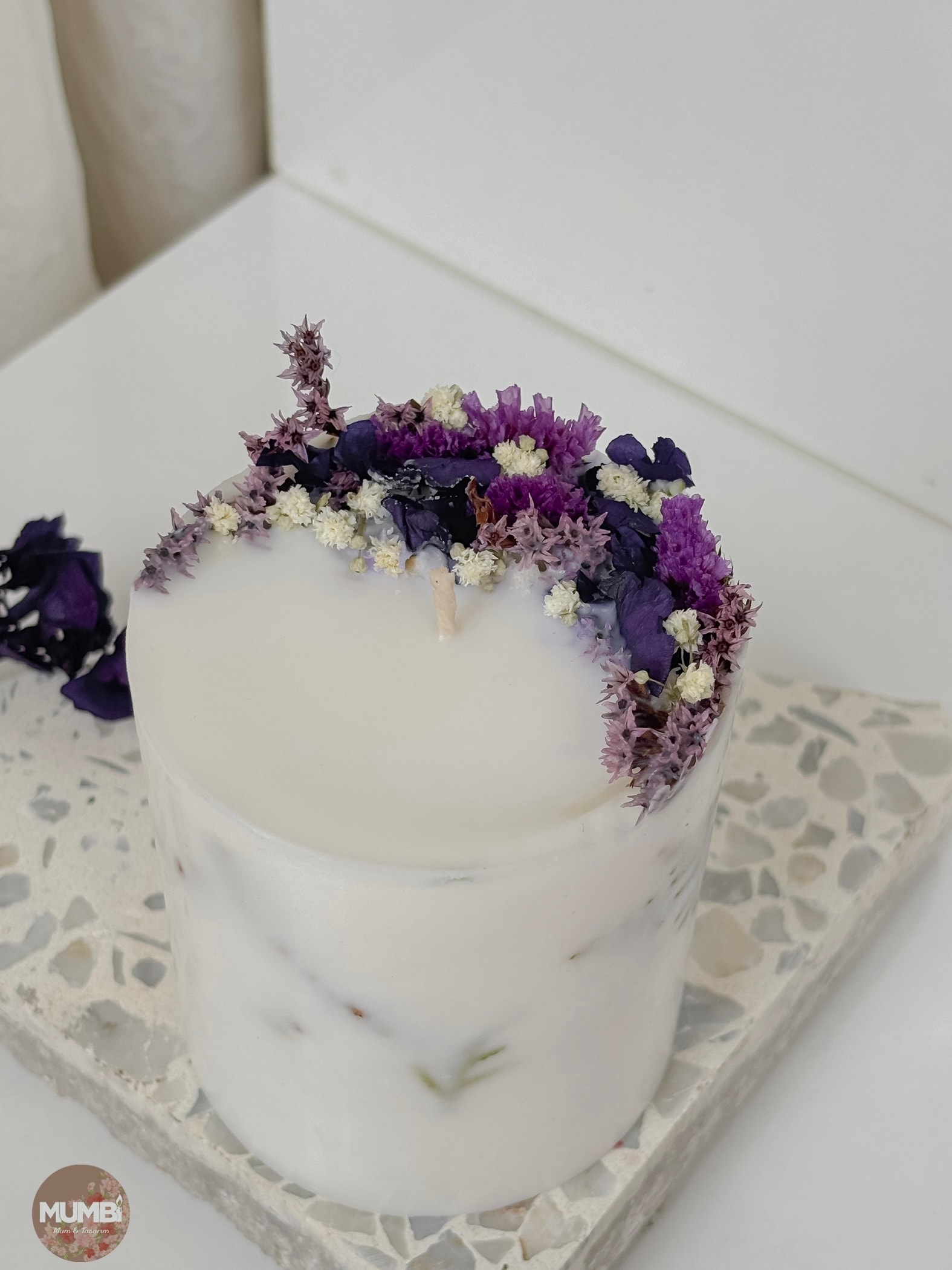 Özel tasarım Çiçekli Soya Wax Mum - mor