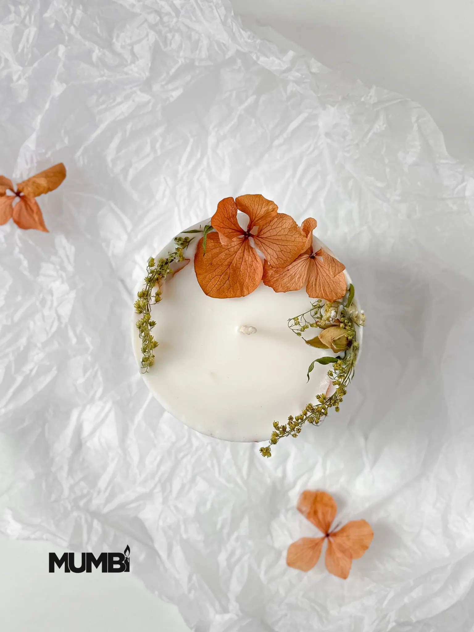 Özel tasarım Çiçekli Soya Wax Mum - somon