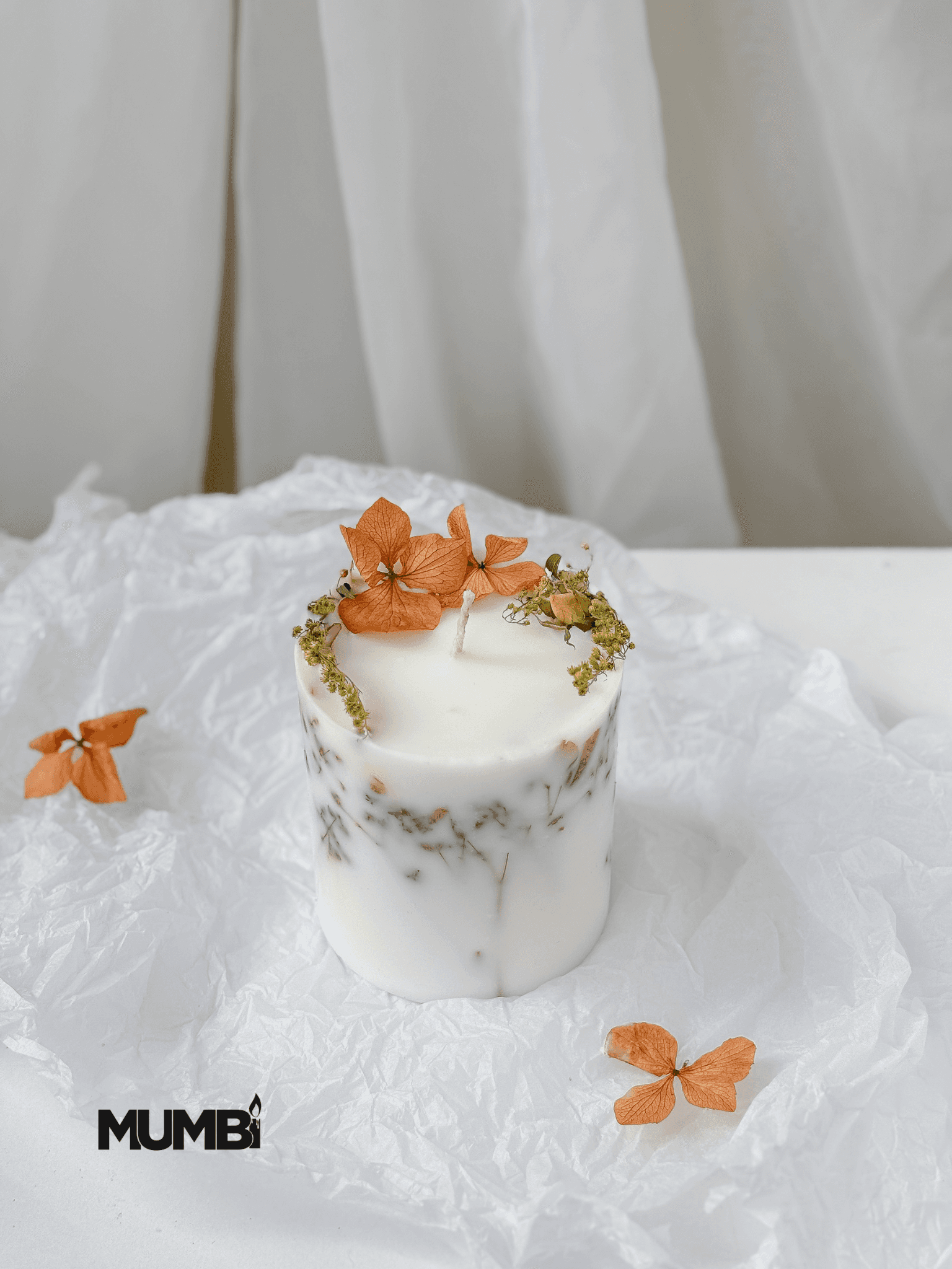 Özel tasarım Çiçekli Soya Wax Mum - somon