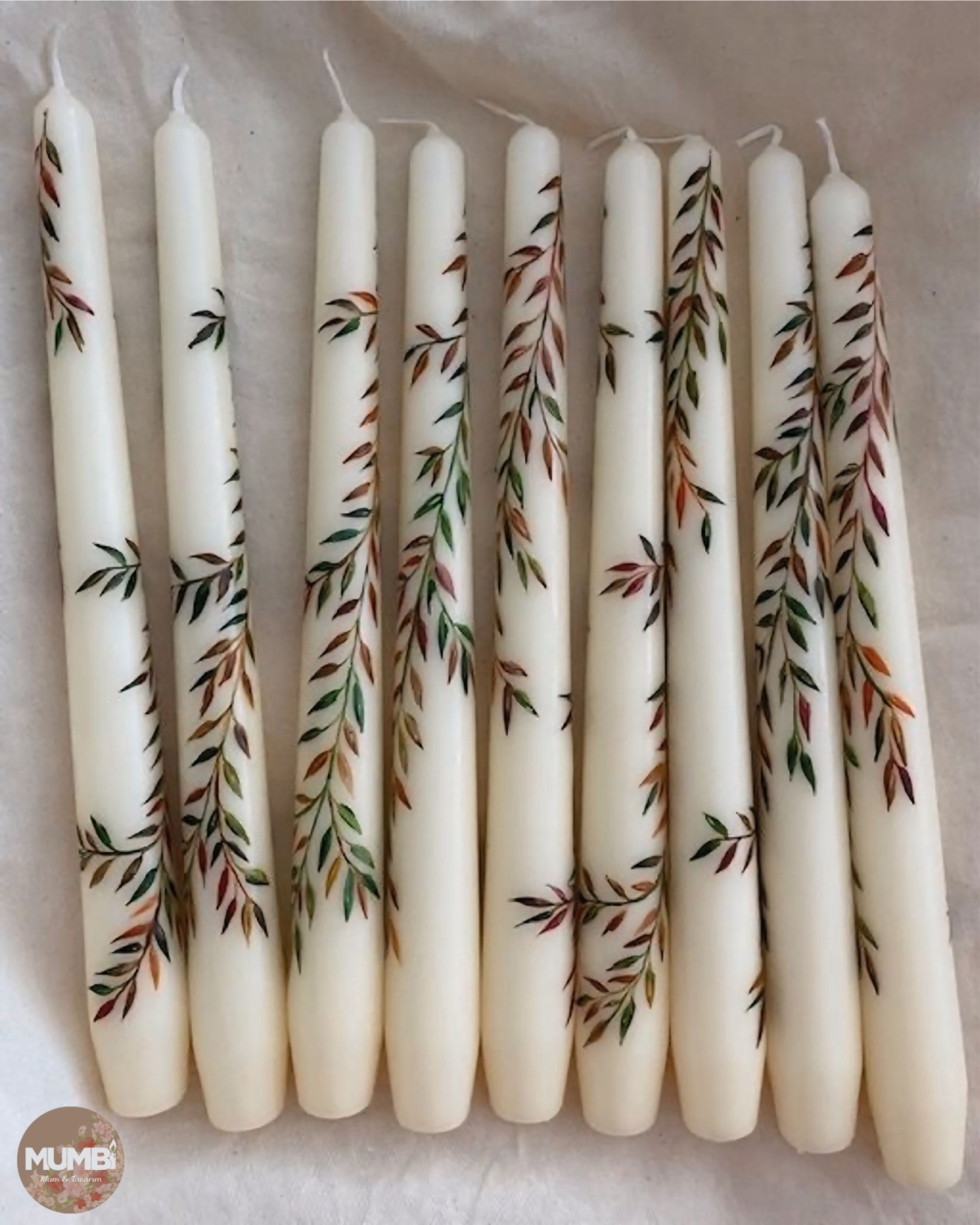 El Boyama Sonbahar Yapraklı Soya Wax Şamdan Mum(1 Adet)