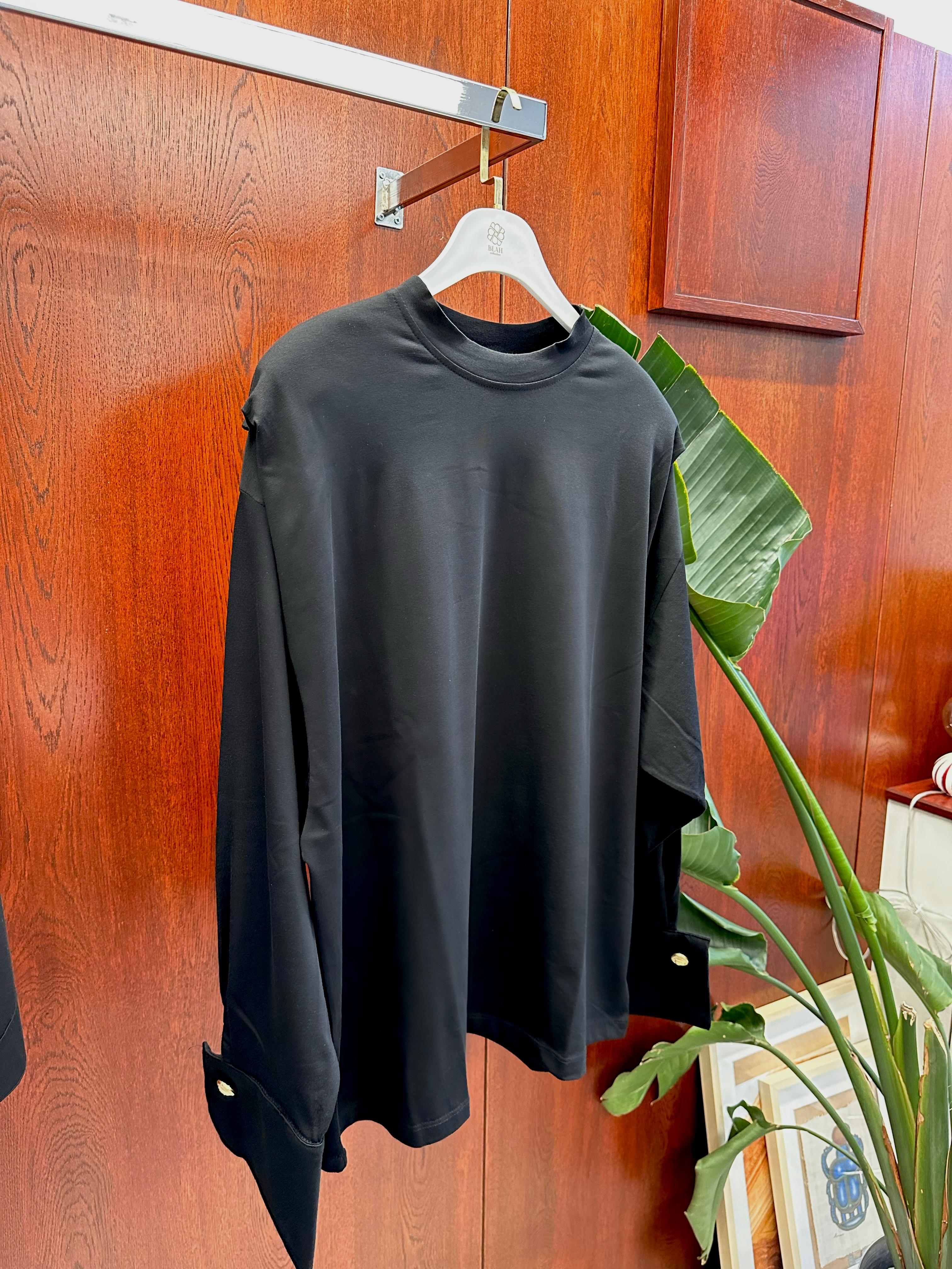 Vatkalı Pamuk Tshirt Siyah