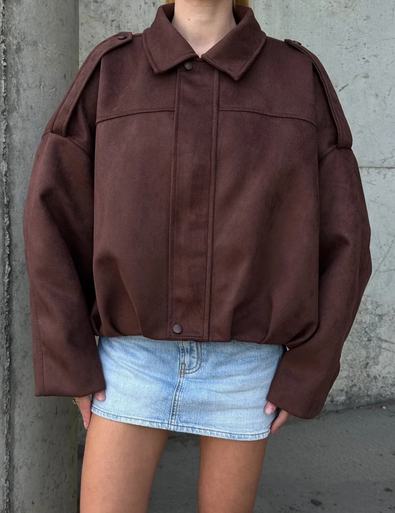 Süet Görünümlü Bomber Ceket