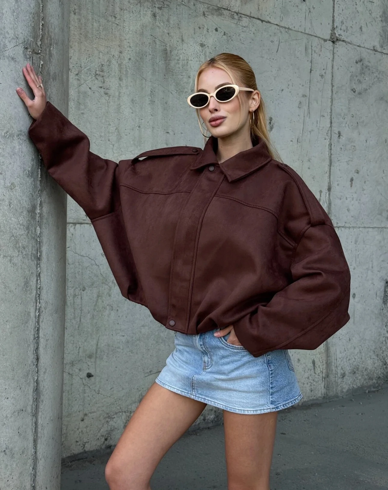 Süet Görünümlü Bomber Ceket