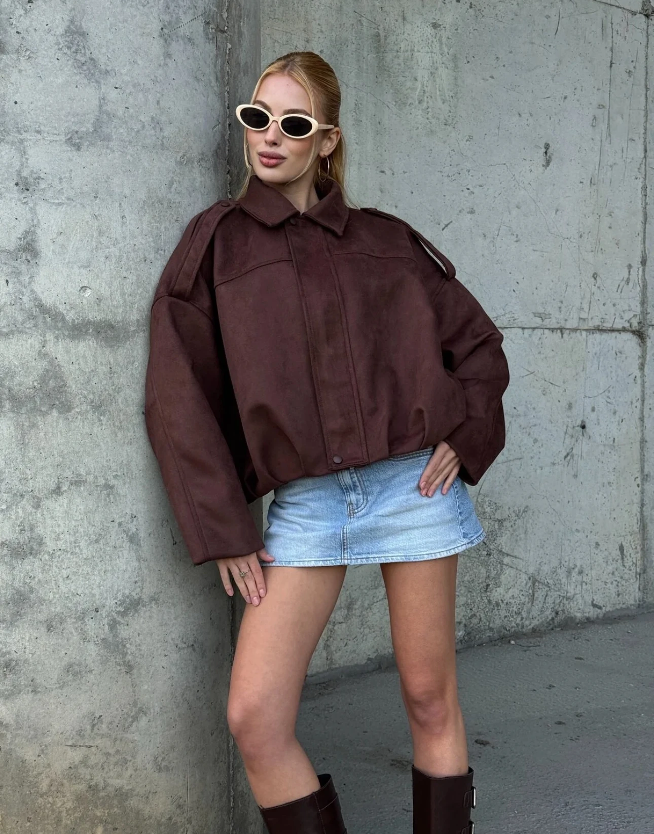 Süet Görünümlü Bomber Ceket