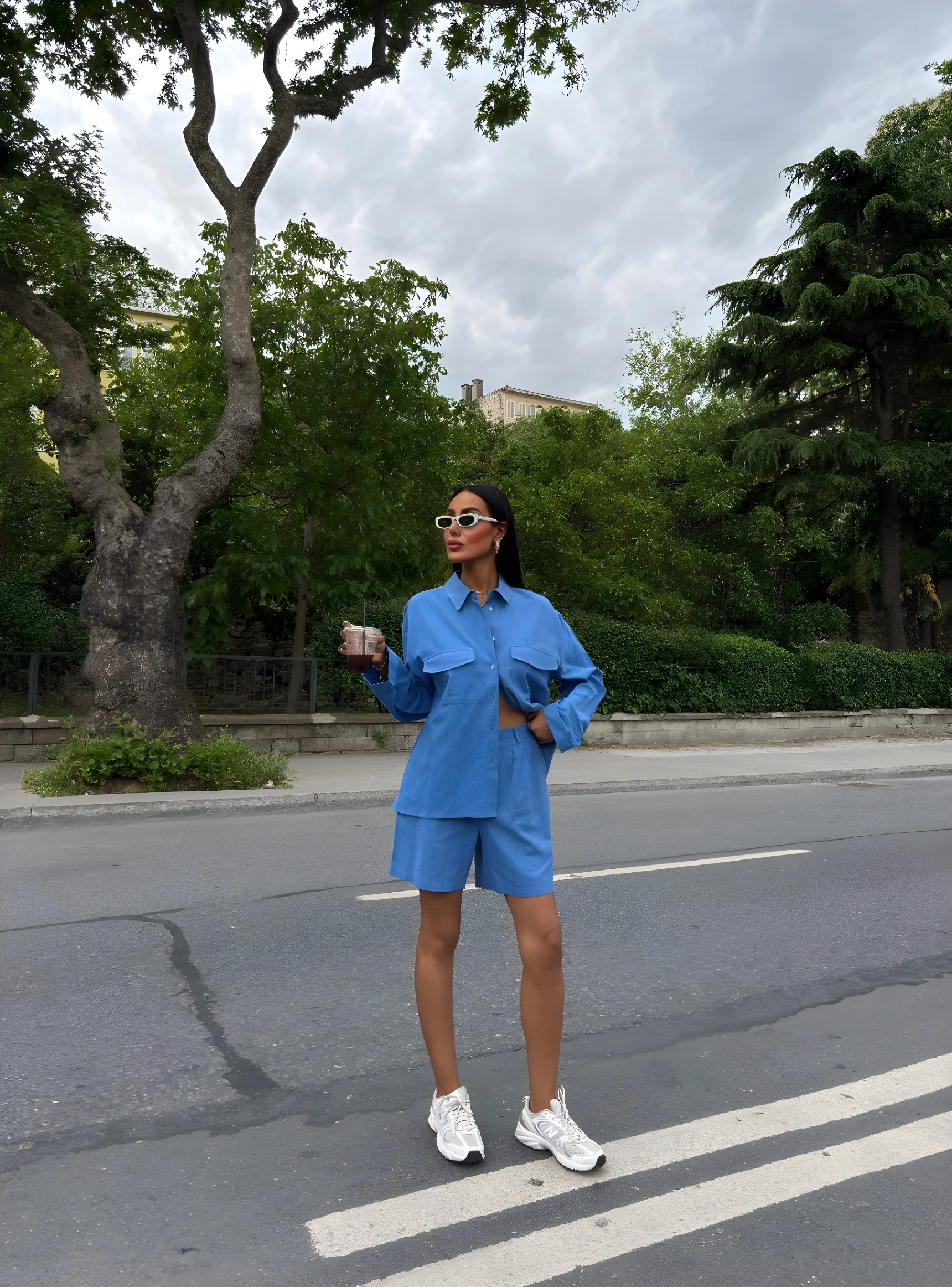  Gömlek Ve Şort Flamlı Keten Takım