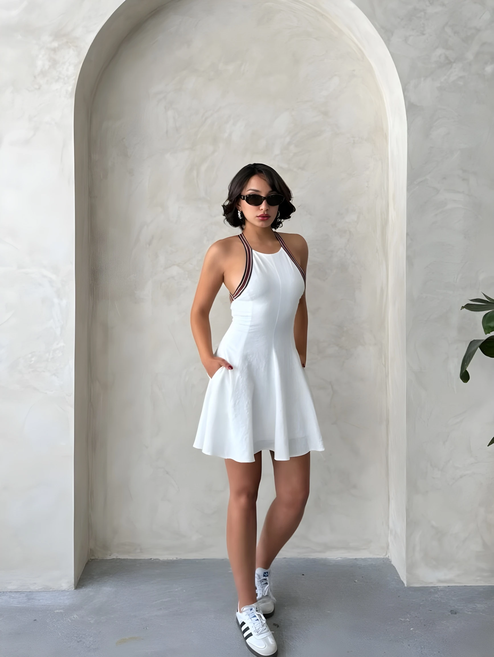 Şerit Askılı Fit & Flare Dokulu Mini Elbise