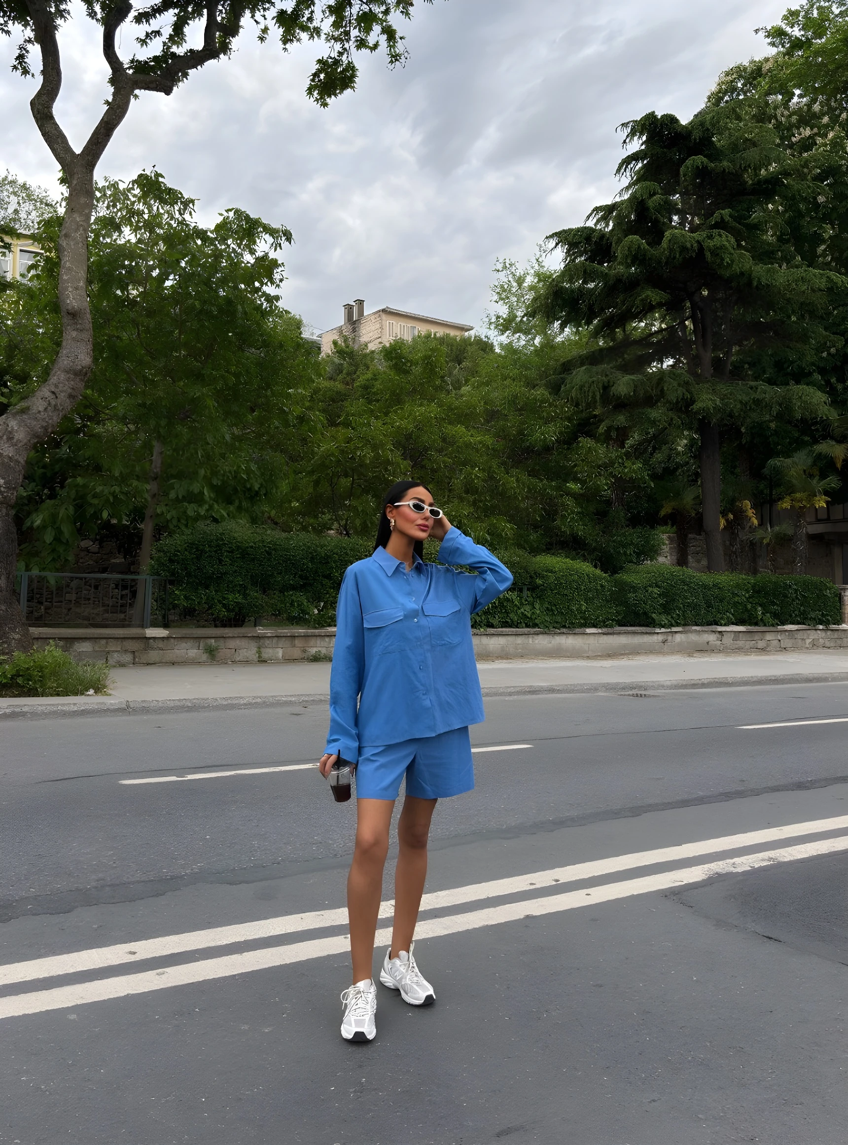  Gömlek Ve Şort Flamlı Keten Takım