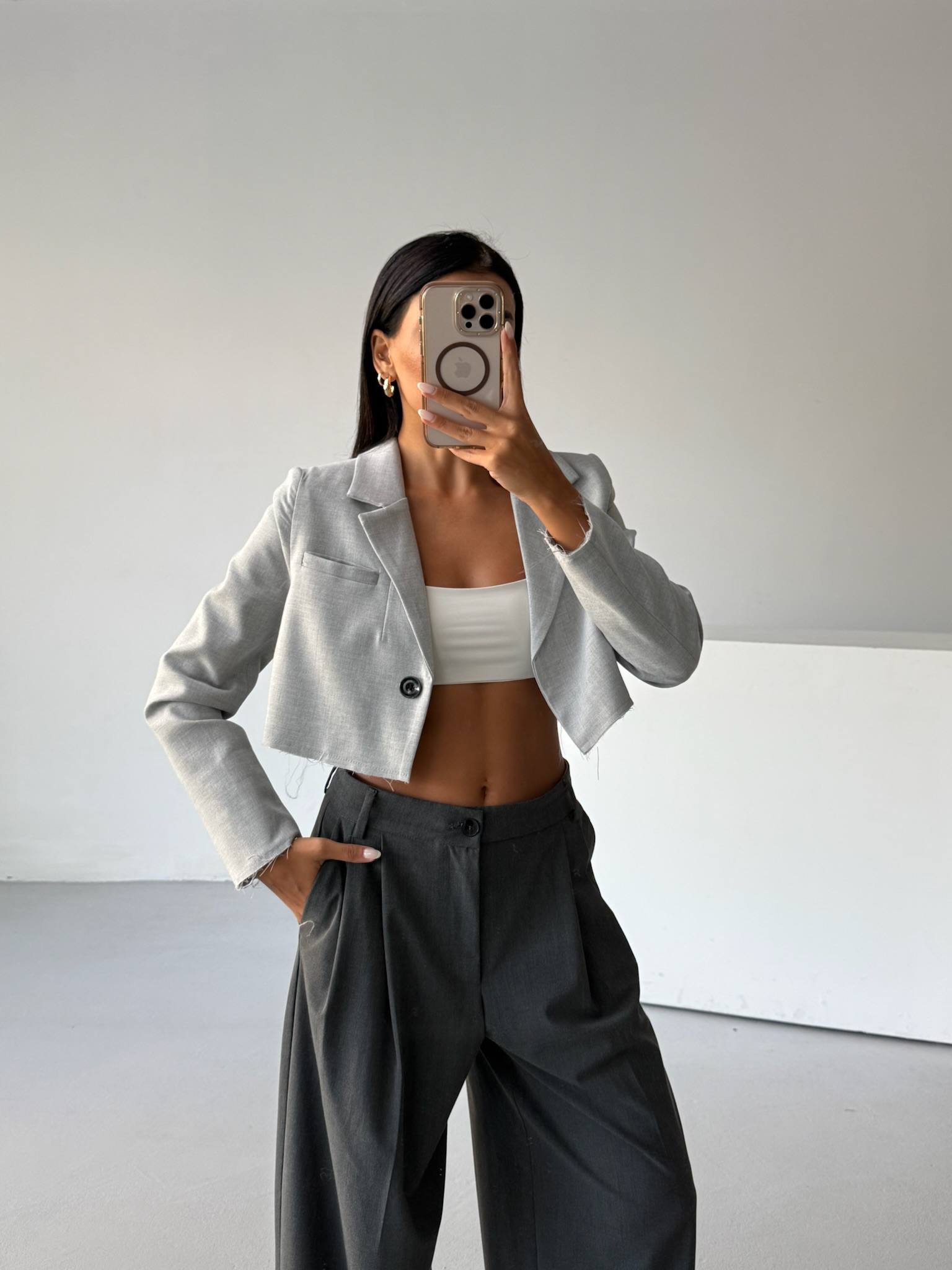  Polyviscon Kısa Blazer Ceket