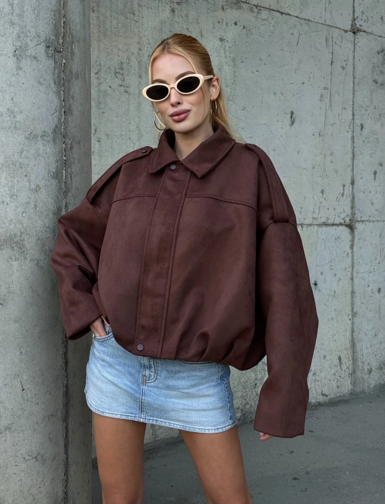 Süet Görünümlü Bomber Ceket