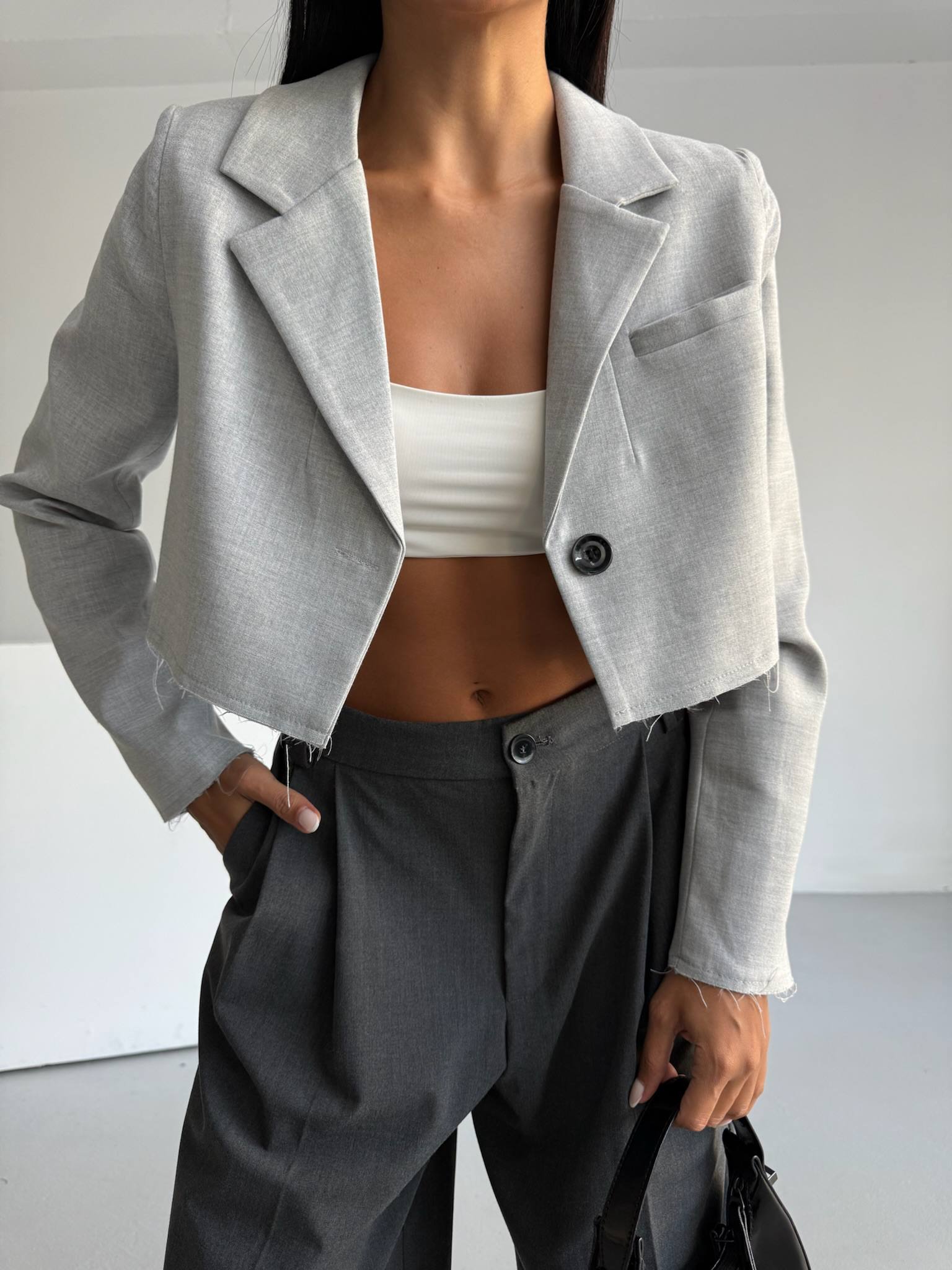  Polyviscon Kısa Blazer Ceket