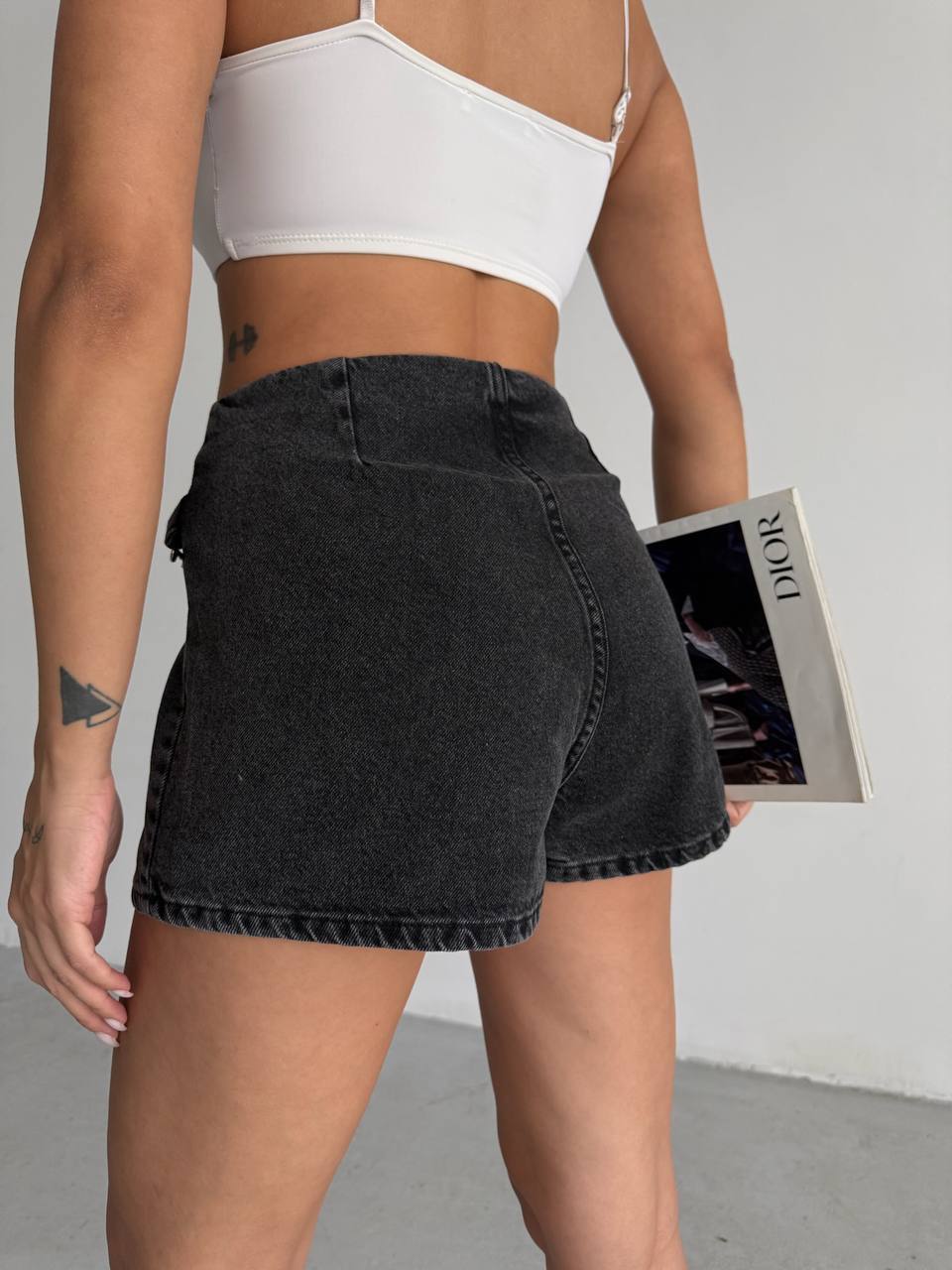 Kemer Detay Denim Şort Etek