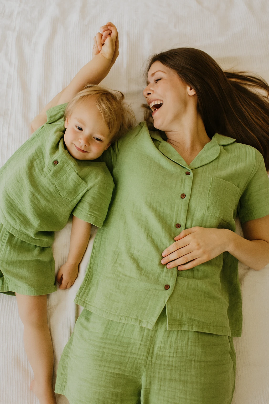 Silence Bebe Yaka Anne Pijama Takımı - Yeşil