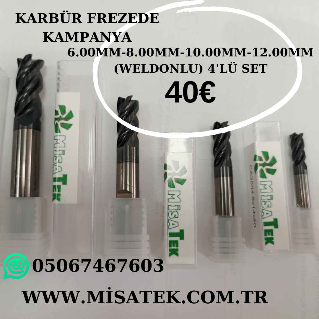 Ekonomik Set Karbür Chatter Freze Seti Weldonlu  6mm 8mm 10mm 12mm