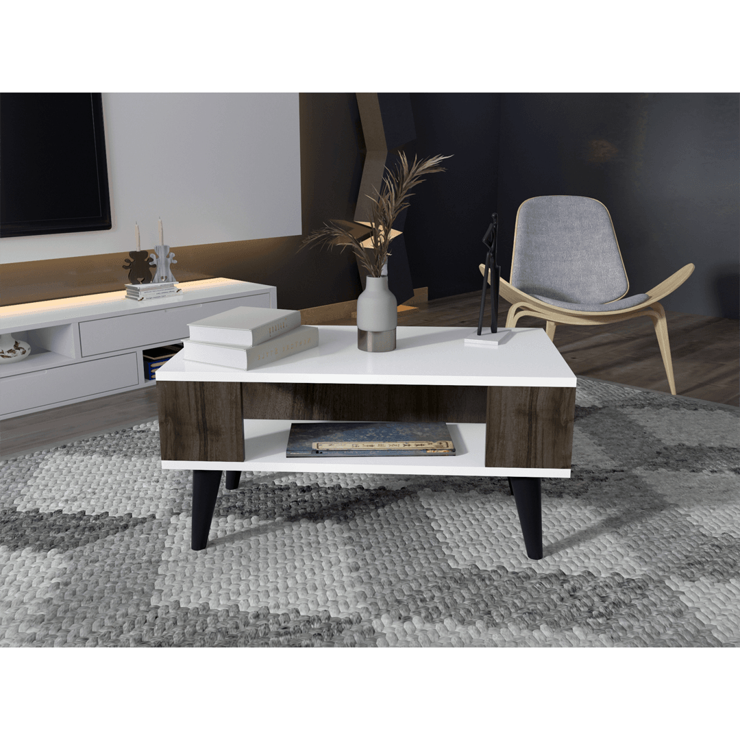 AKBE Coffee Table - Walnut-White