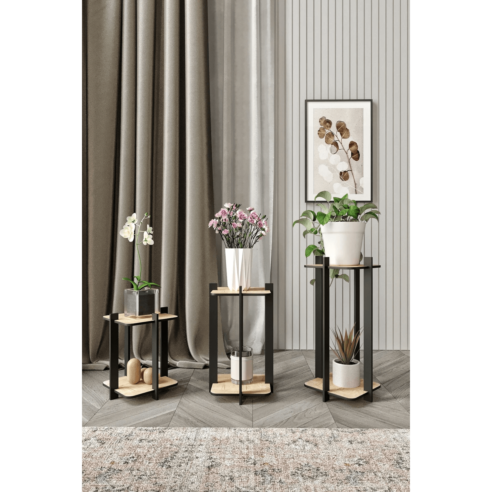 3-Piece Modern Stand Set – Square Top