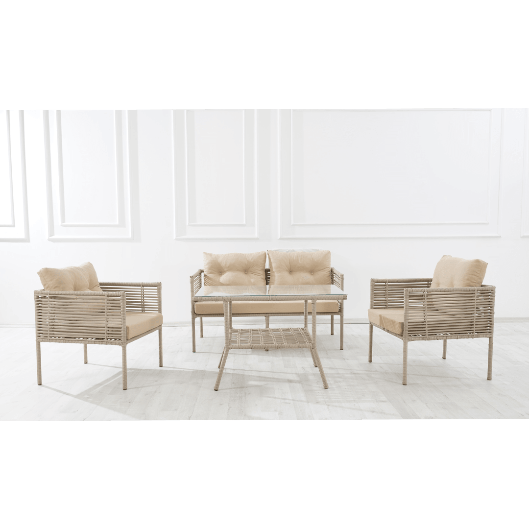 Modern Rattan Outdoor Seating Set | Durable & Washable Design