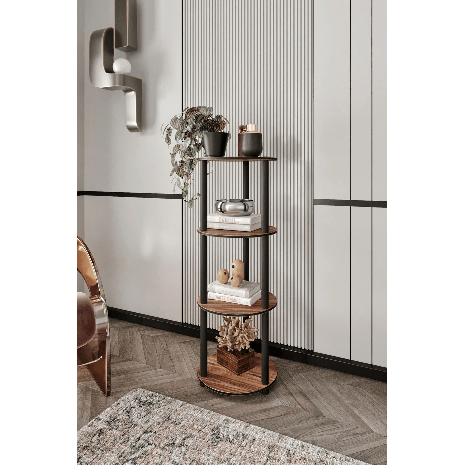 4-Tier Modern Round Wooden Bookcase | Multi-Purpose Storage Shelf