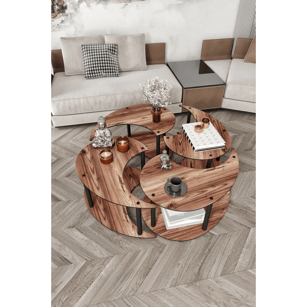 4-Piece Round Coffee Table Set | Modular Yin Yang Inspired Design