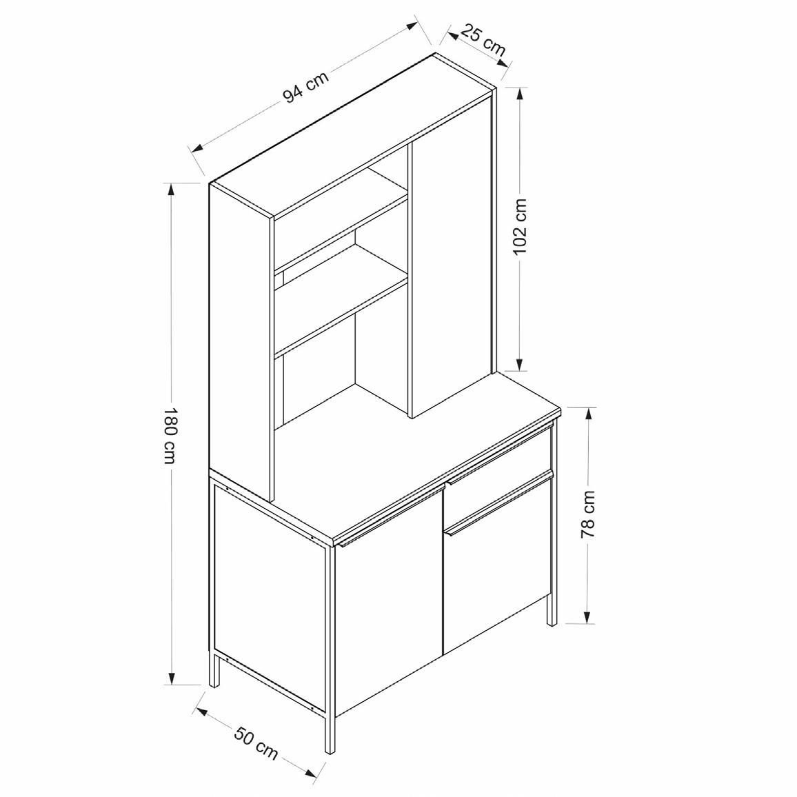 ANDY Coffee Station Cabinet |  Compact Kitchen Unit with Shelves