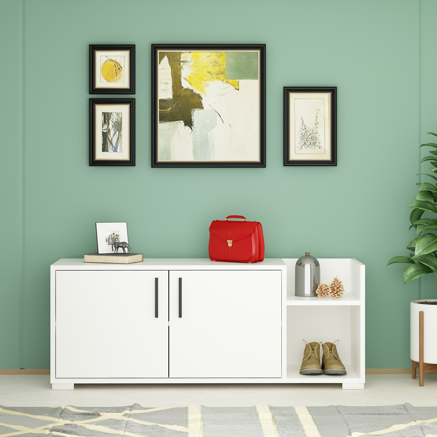 SUNRISE Modern Shoe Cabinet | Compact Storage Unit with Shelves & Doors