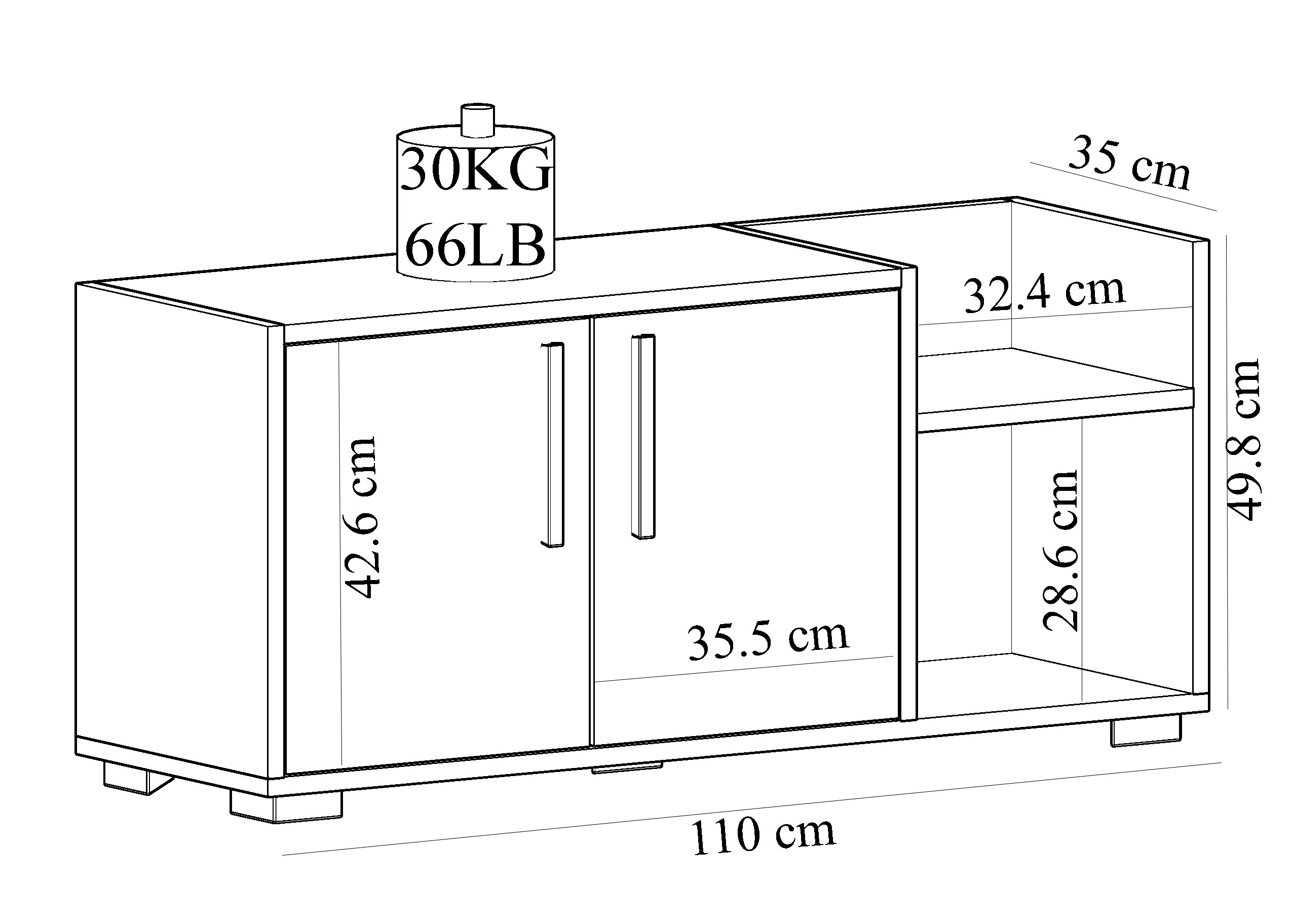 SUNRISE Modern Shoe Cabinet | Compact Storage Unit with Shelves & Doors