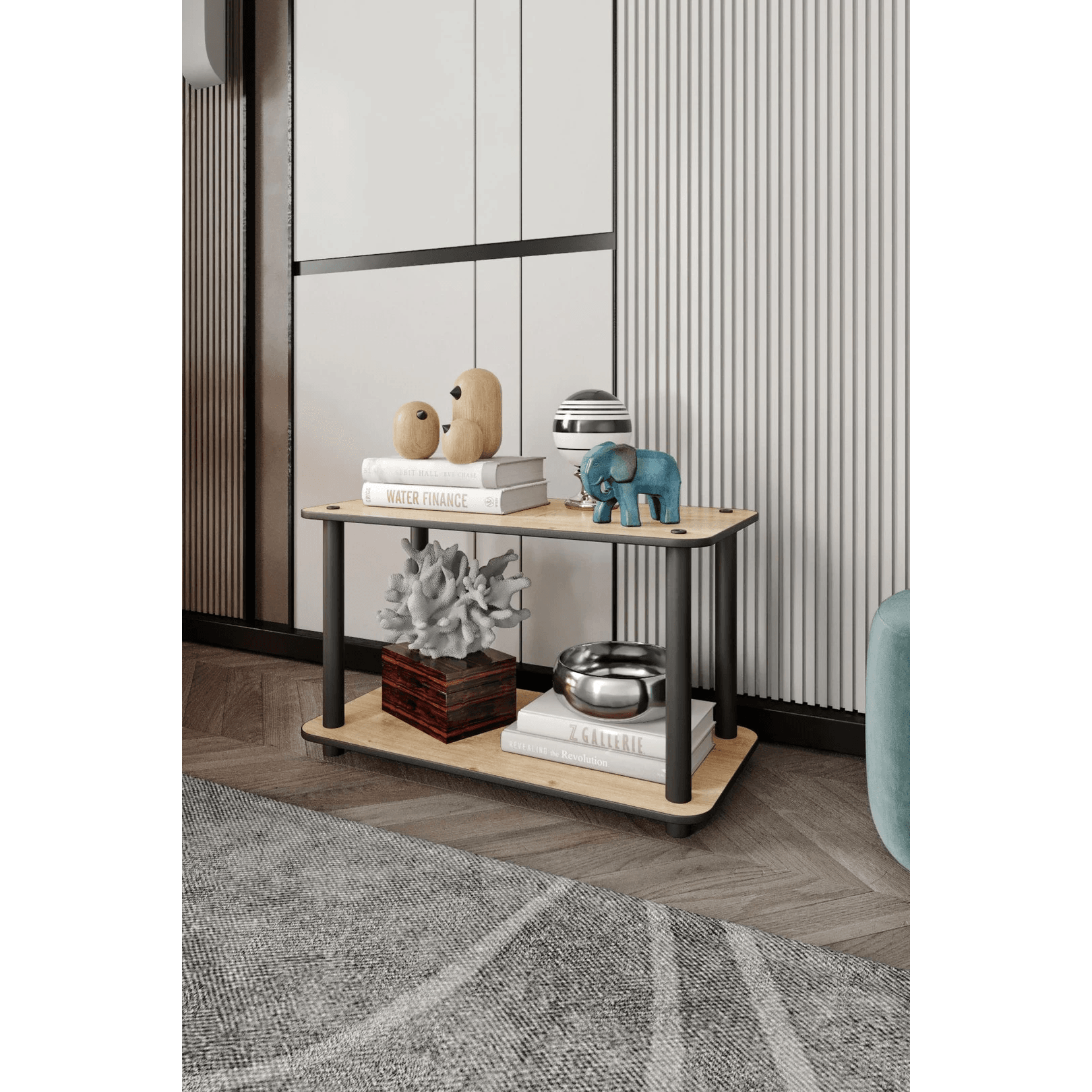 2-Tier Modern Wooden Bookcase | Multi-Purpose Storage Shelf