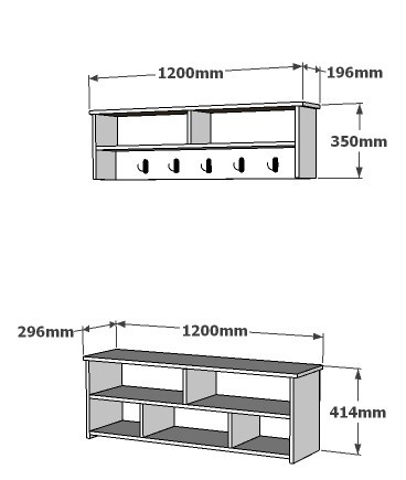 VENEDIK Entryway Storage Set | Wall-Mounted Coat Rack & Shoe Bench