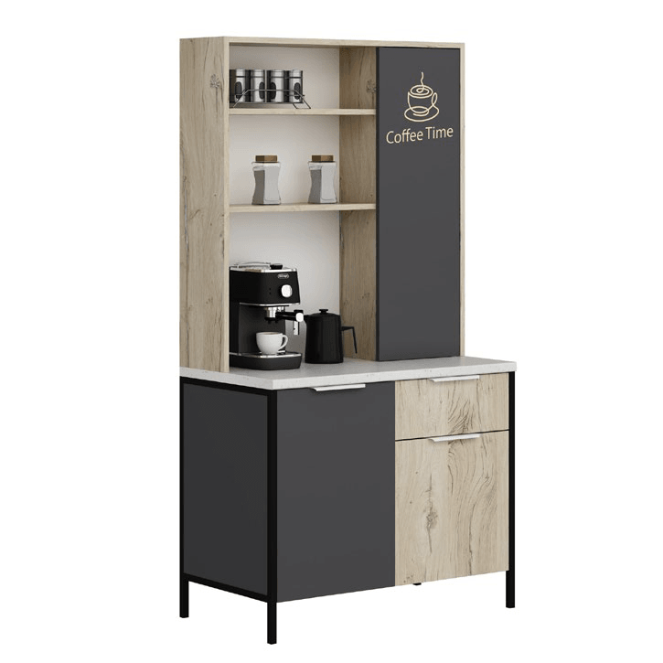 ANDY Coffee Station Cabinet |  Compact Kitchen Unit with Shelves