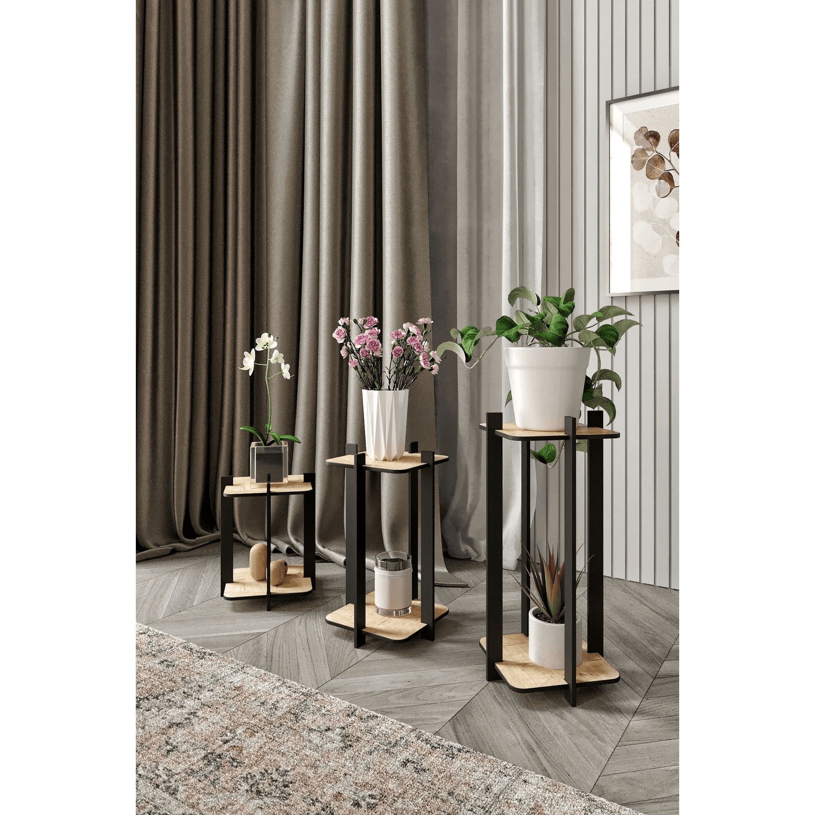 3-Piece Modern Stand Set – Square Top