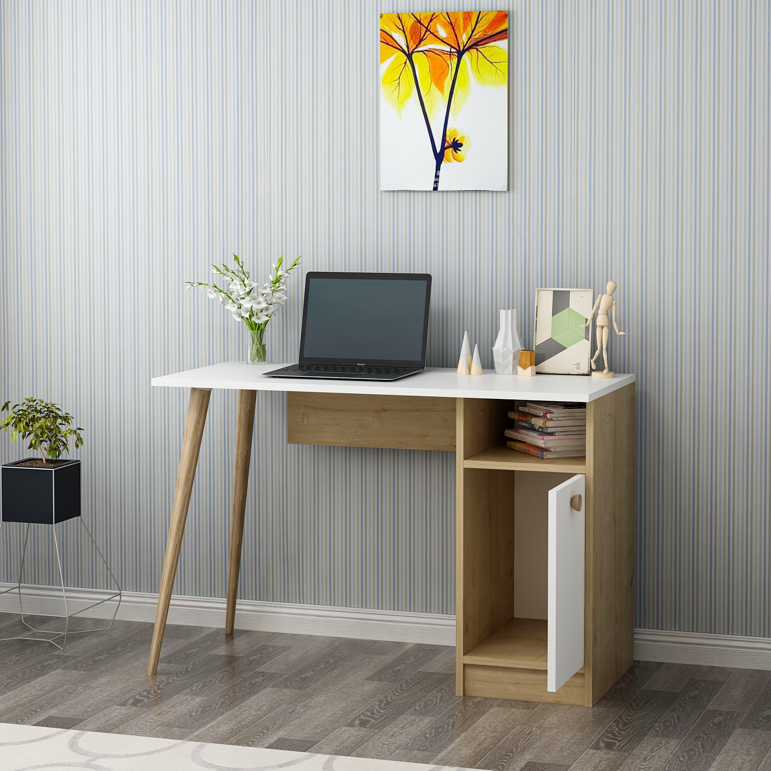 CANNAS Compact Desk with Storage – Ideal for Home Office or Study