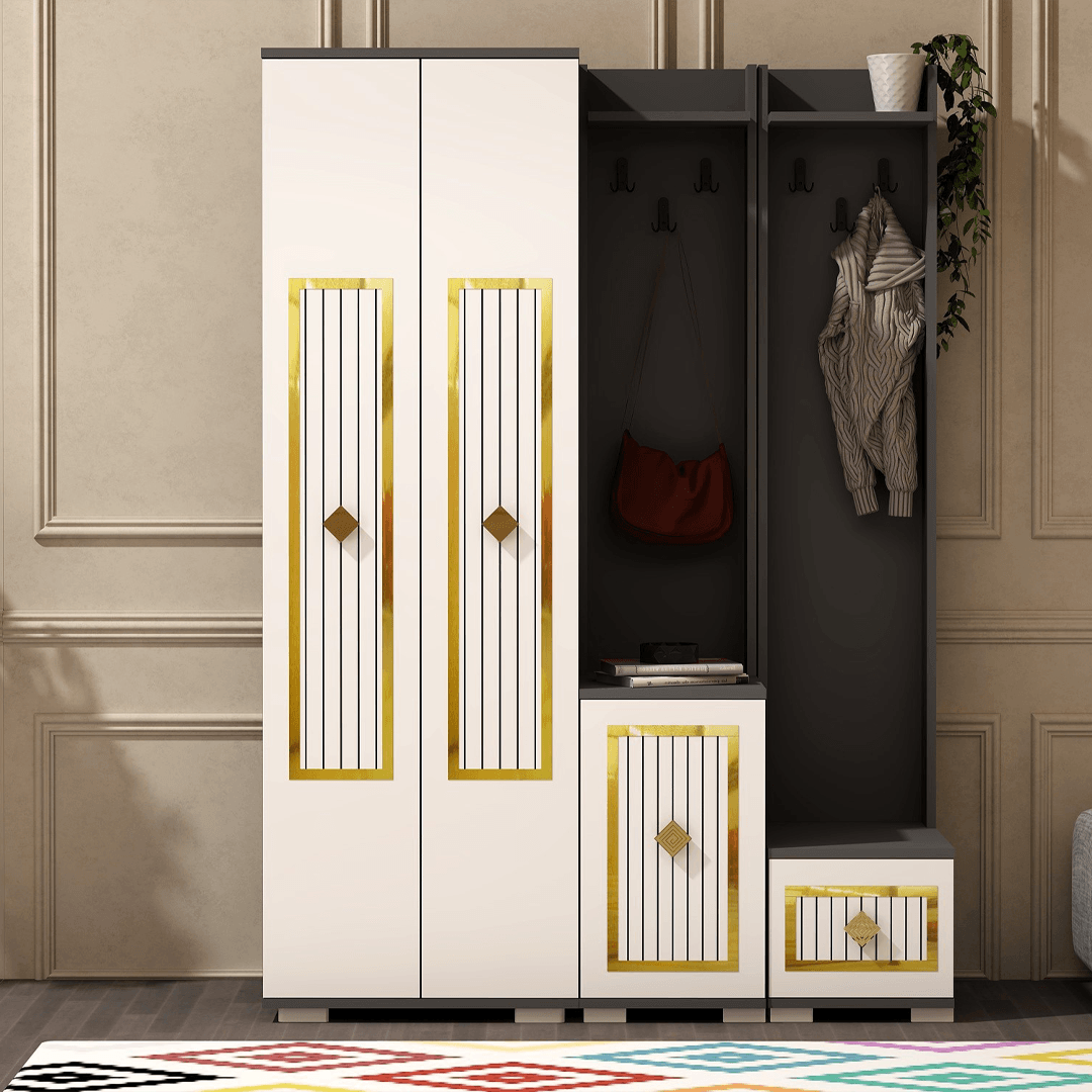 Gold-Anthracite-White