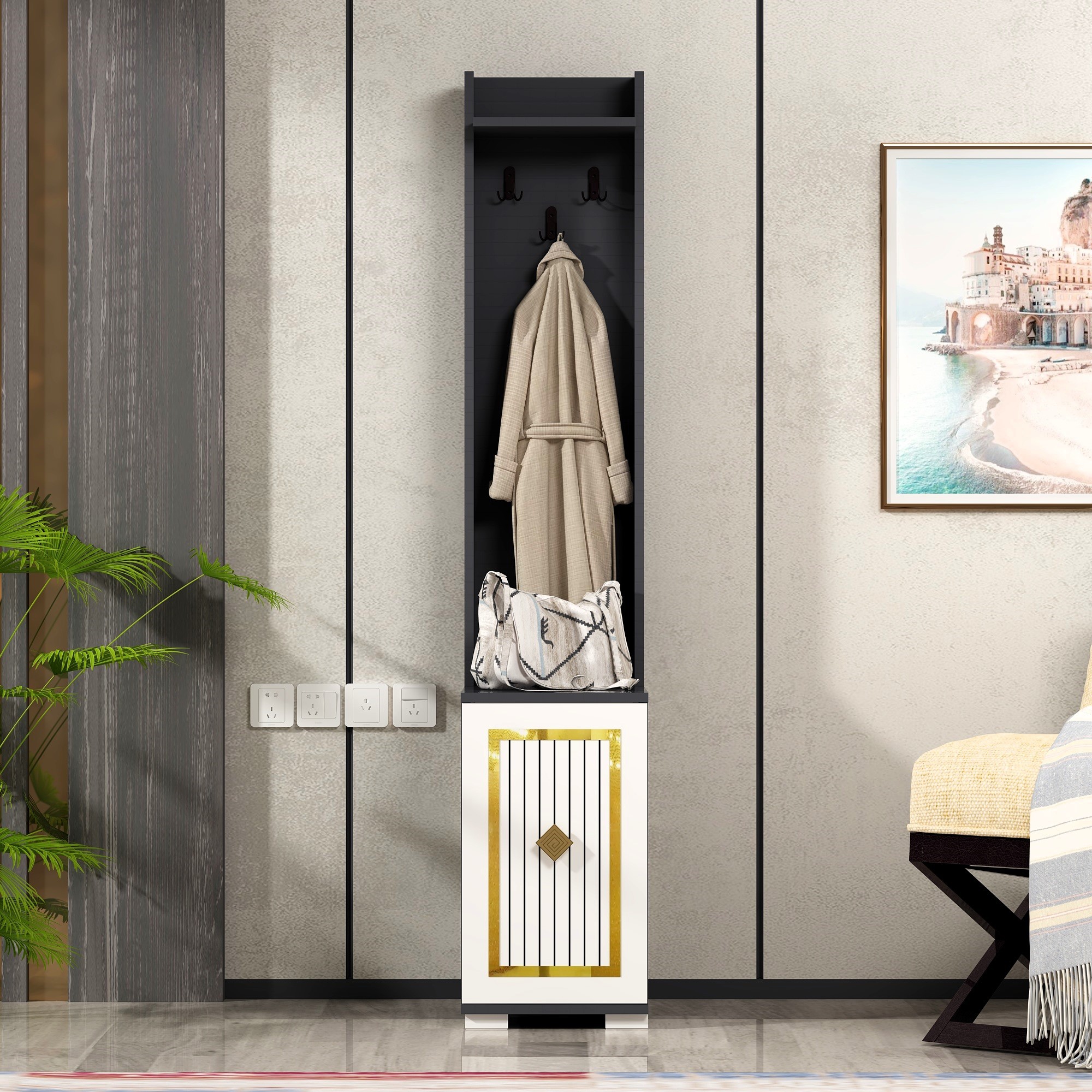 Gold-Anthracite-White