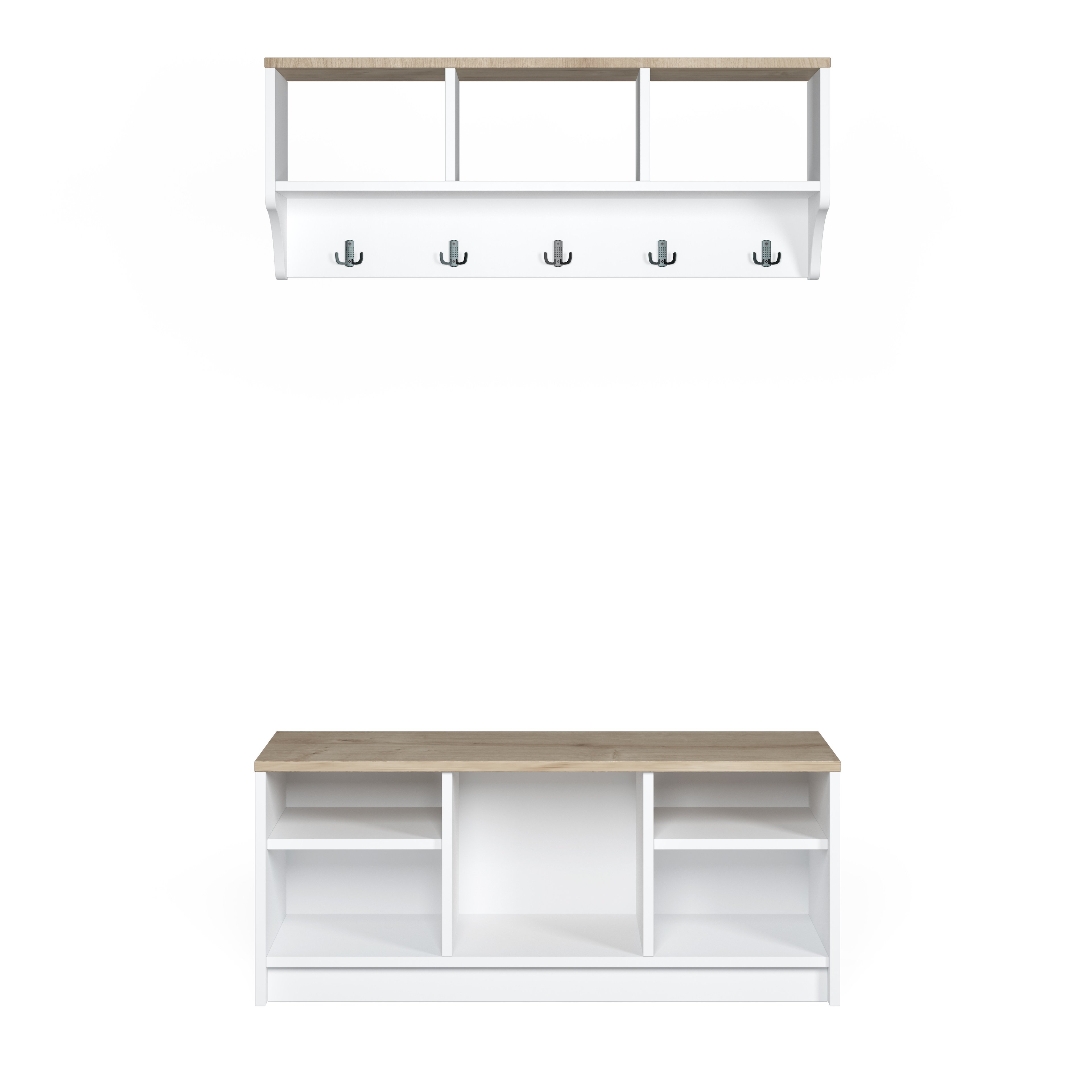 NEO Entryway Storage Set | Wall-Mounted Coat Rack & Shoe Bench