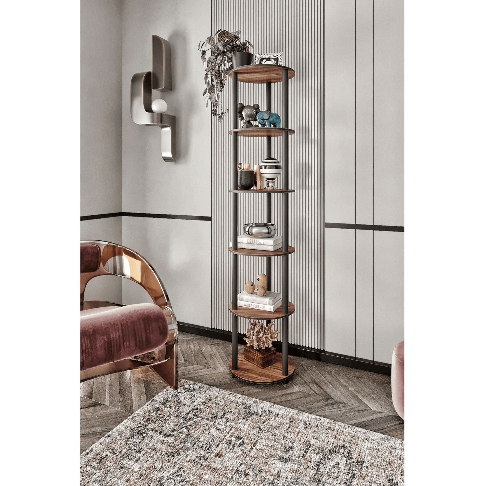 6-Tier Modern Round Wooden Bookcase | Multi-Purpose Storage Shelf