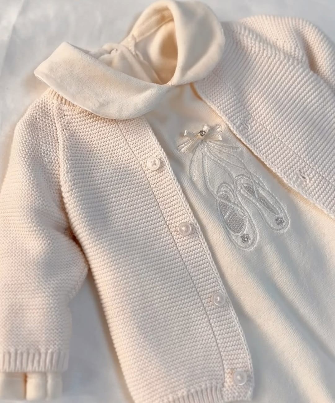 Kız Bebek Hırka-Tulum Takım - Krem