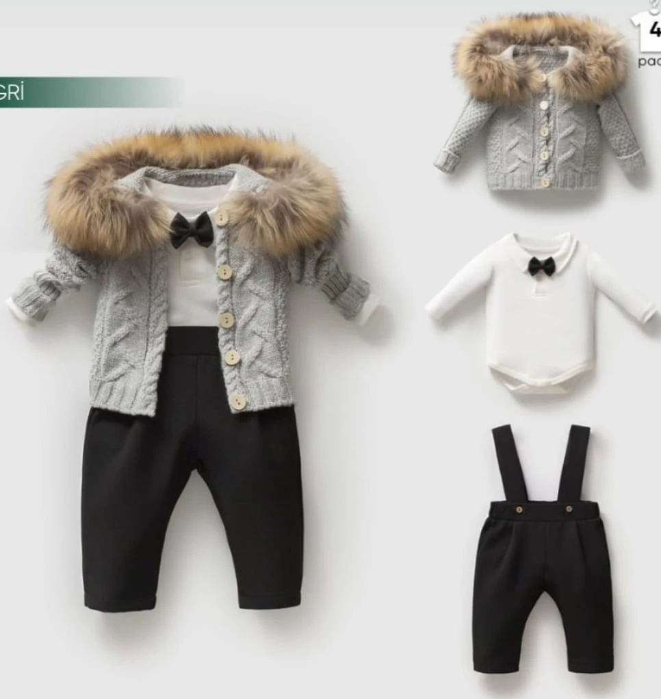 Gri Hırkalı Erkek Takım - Gri