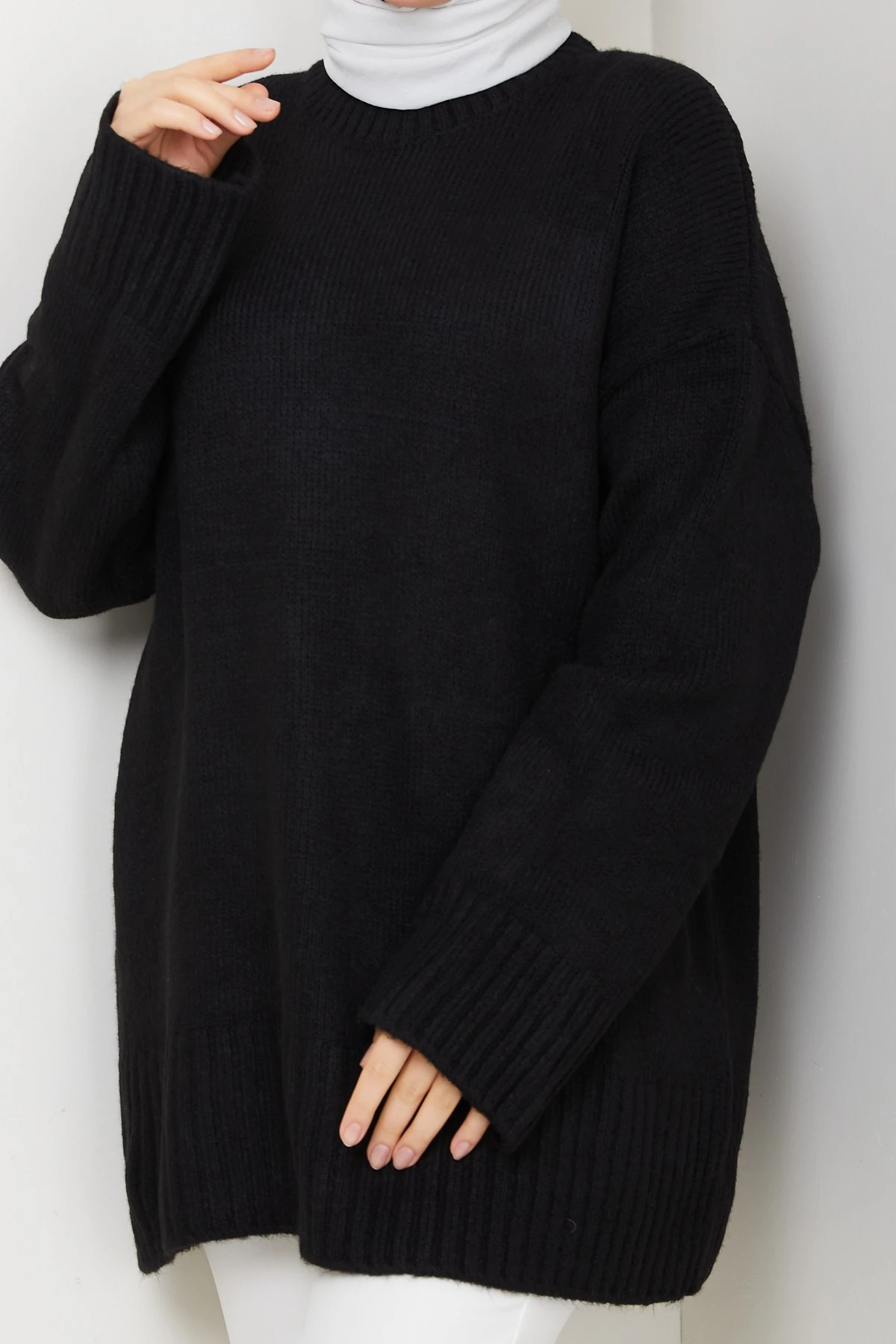 Kadın Bisiklet Yaka Oversize Triko Kazak