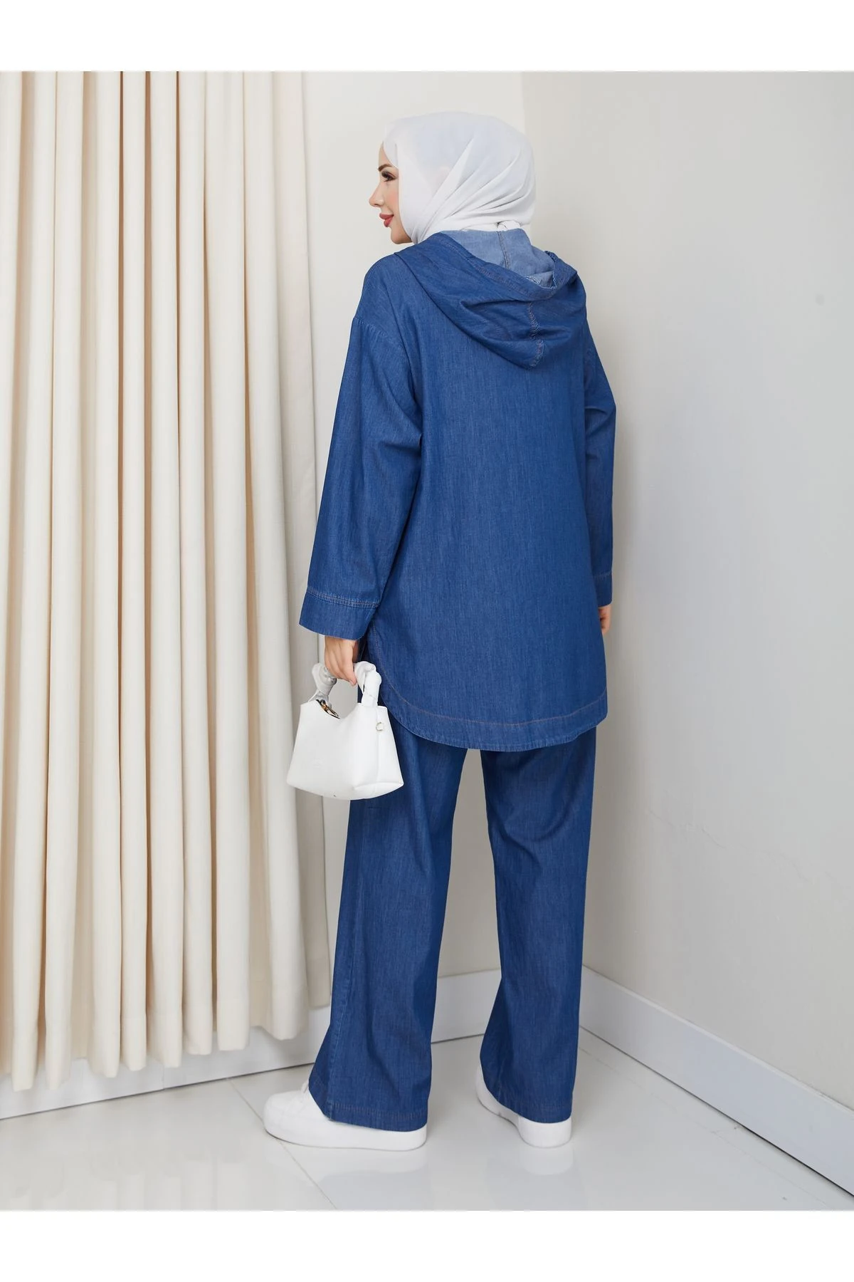 Kadın Cepli Pantolonlu ikili Salaş Kot Takım