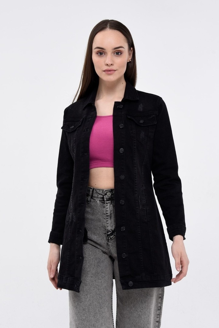 Kadın Jean Mavi Denim Kot Ceket