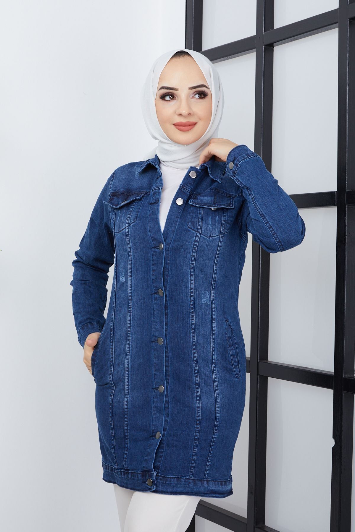 Kadın Açık Mavi Denim Kot Ceket - Mavi