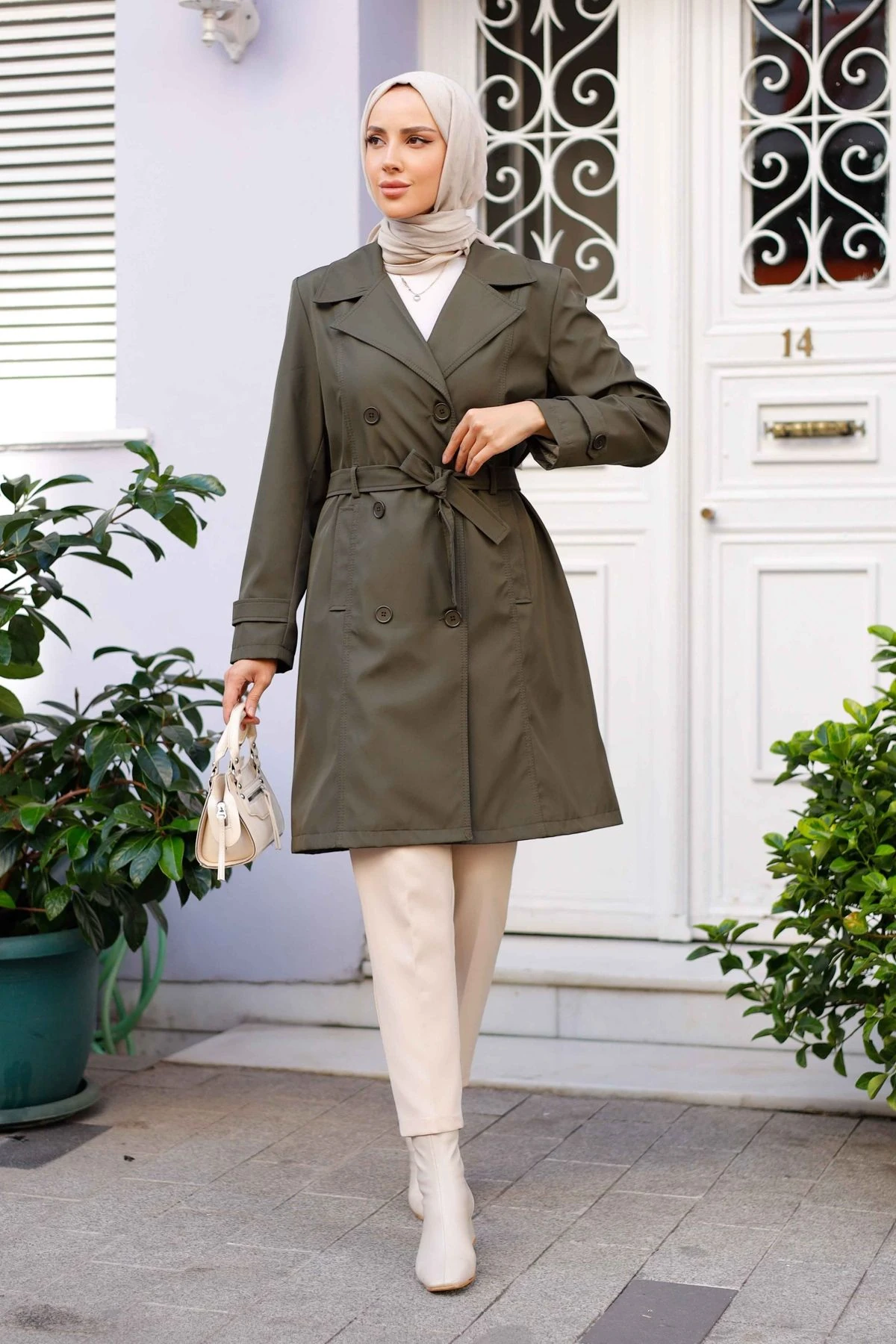 Kadın Astarlı Kuşaklı Trençkot
