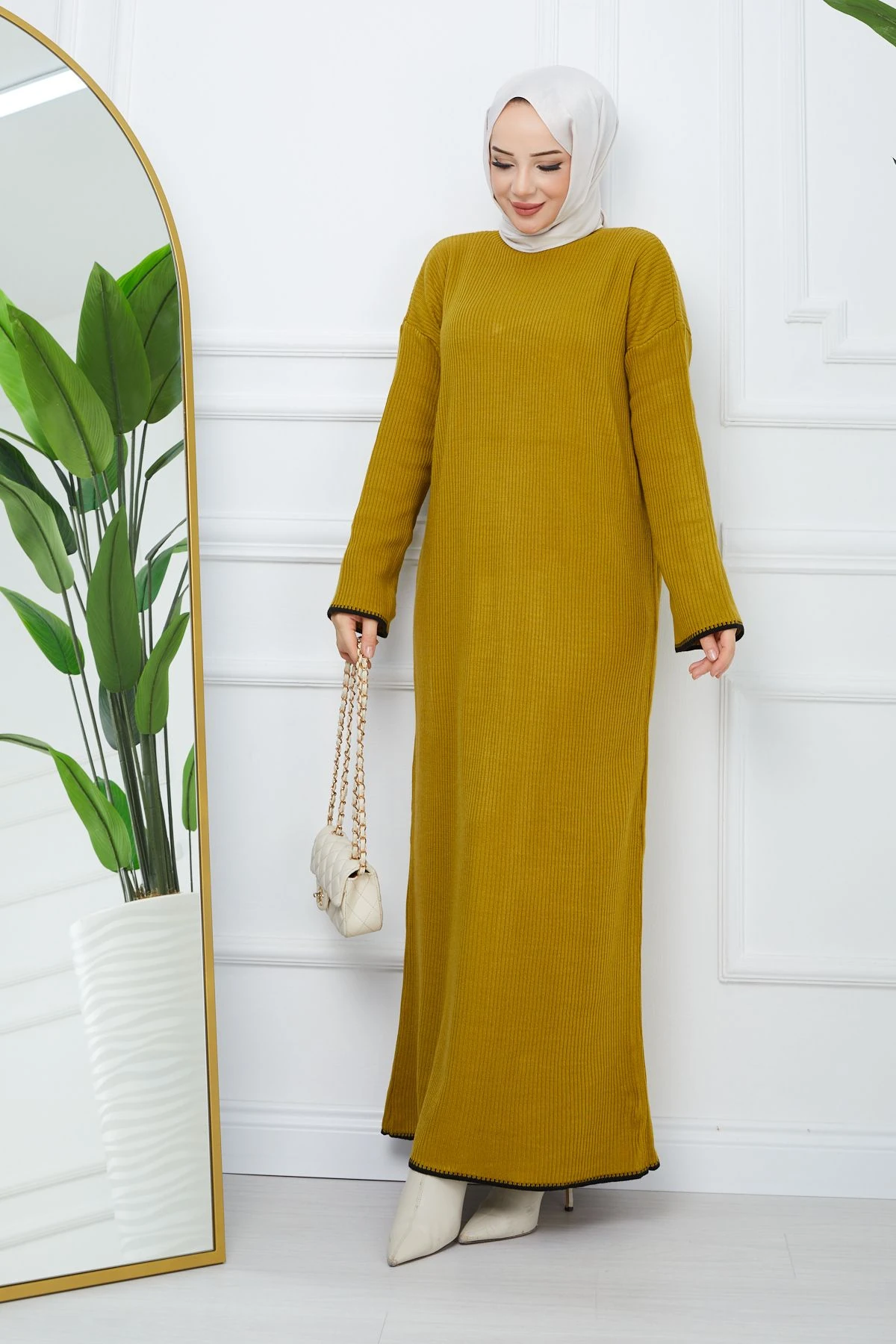 Kadın Şerit Detaylı Fitilli Elbise