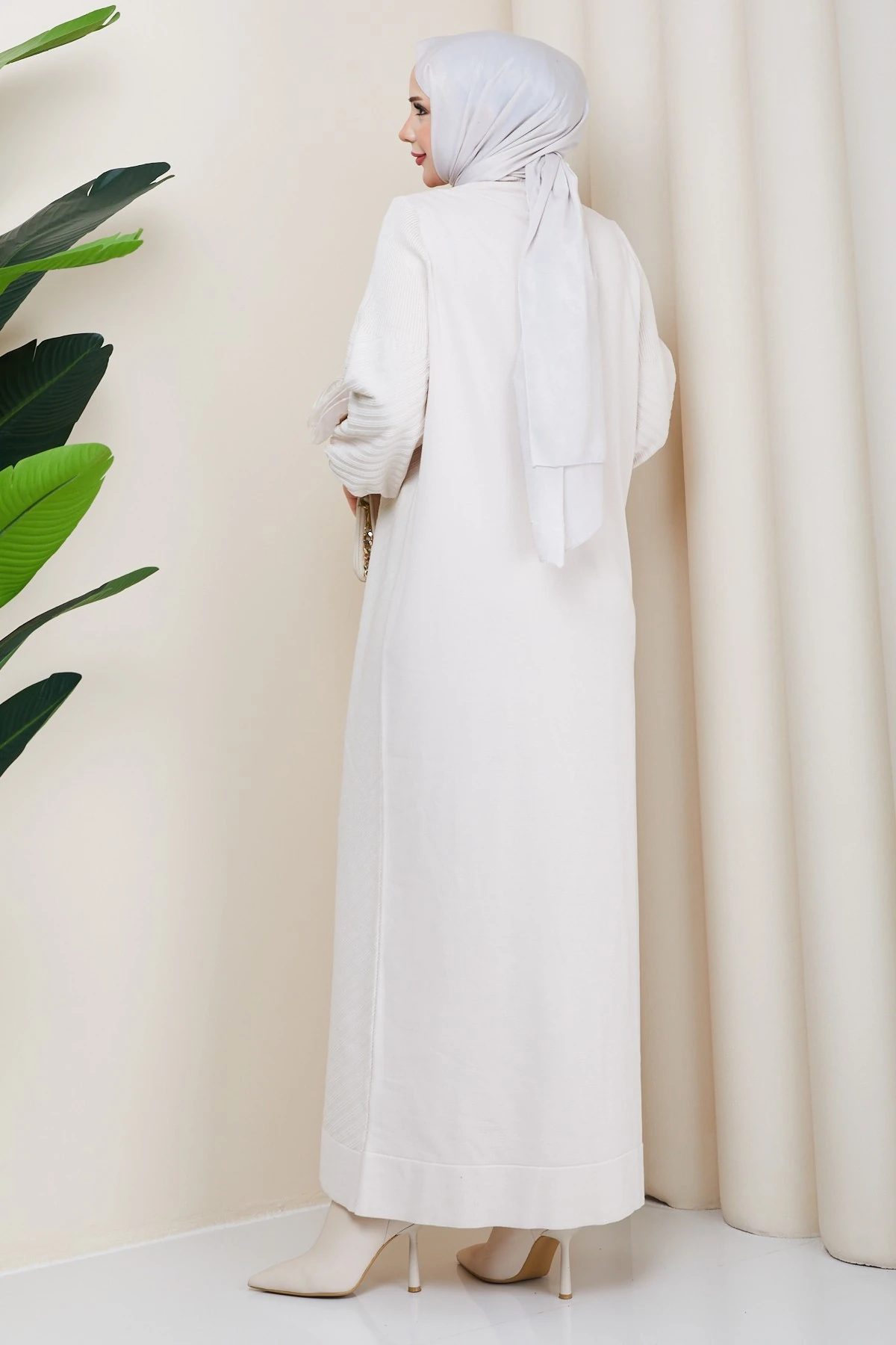 Kadın Kolu Gül Detaylı Merserize Triko Elbise