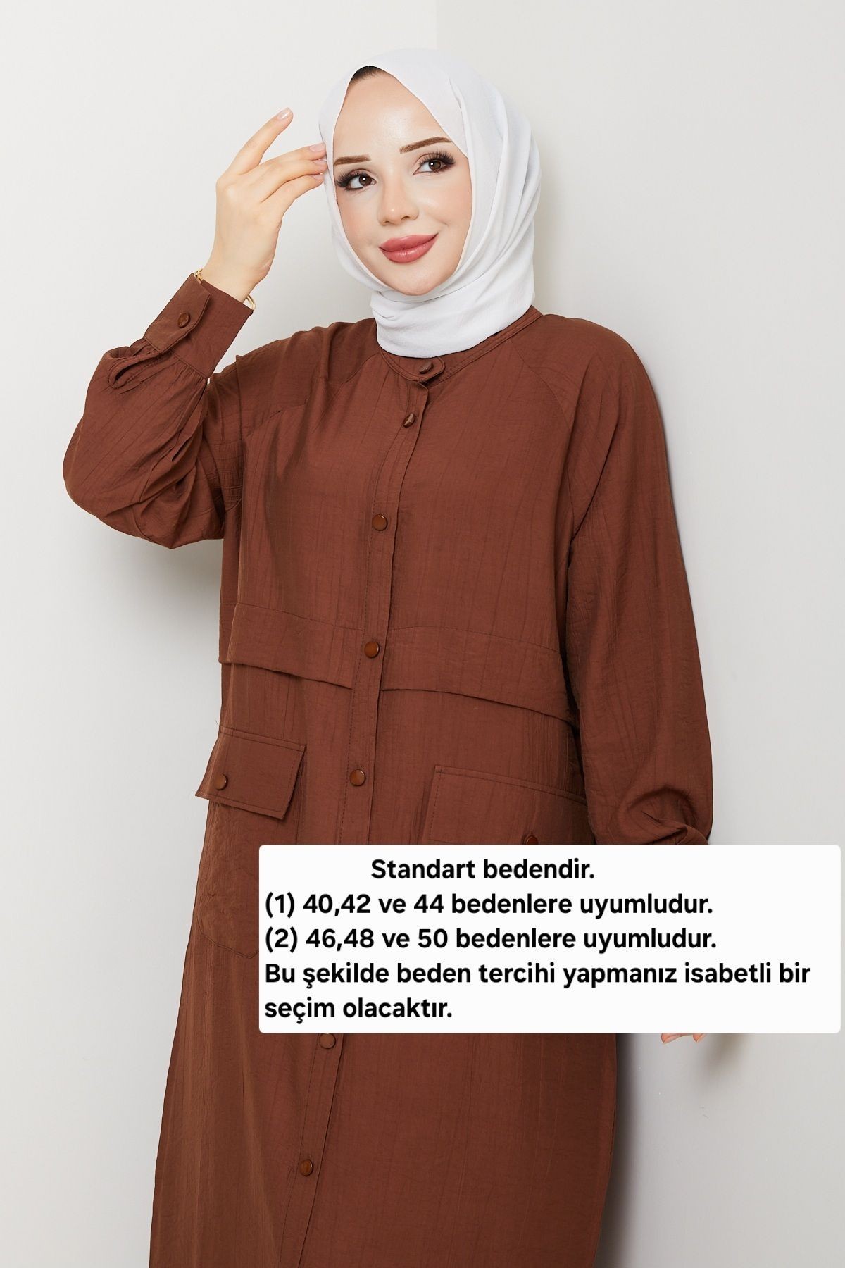 Kadın Cepli Robalı Düğme Kapamalı Giy Çık Kap