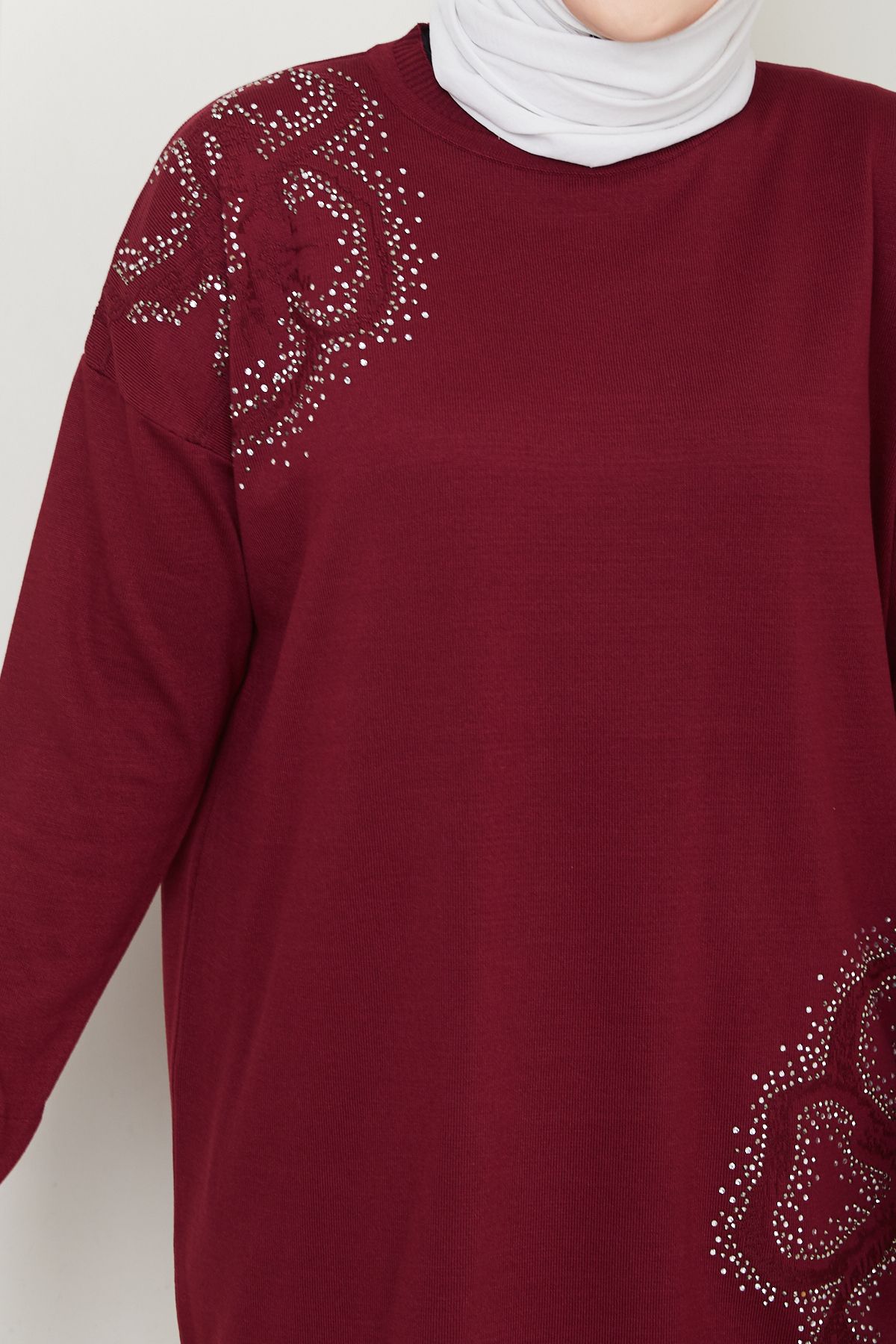 Kadın Papatya Desenli Merserize Triko Tunik