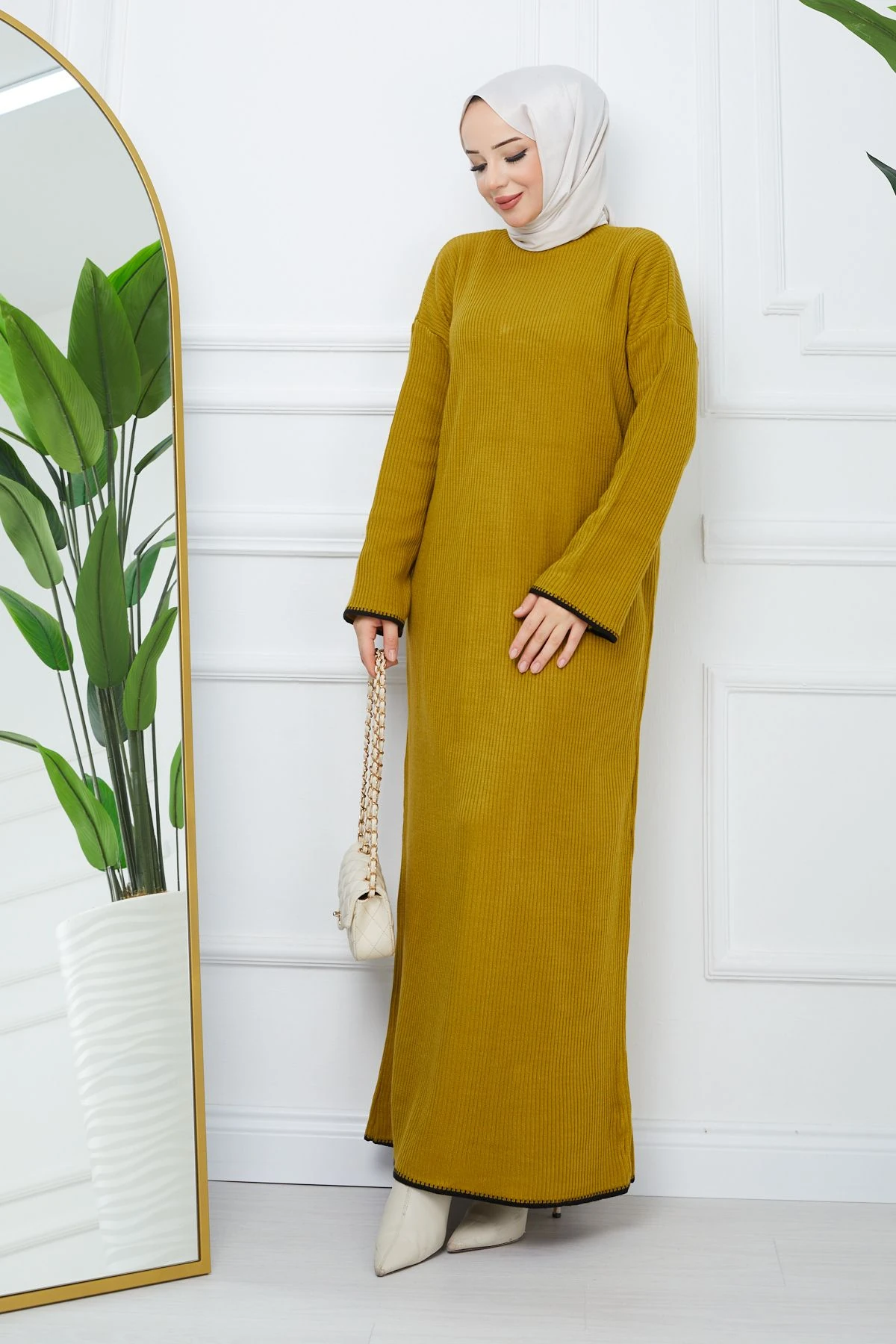 Kadın Şerit Detaylı Fitilli Elbise