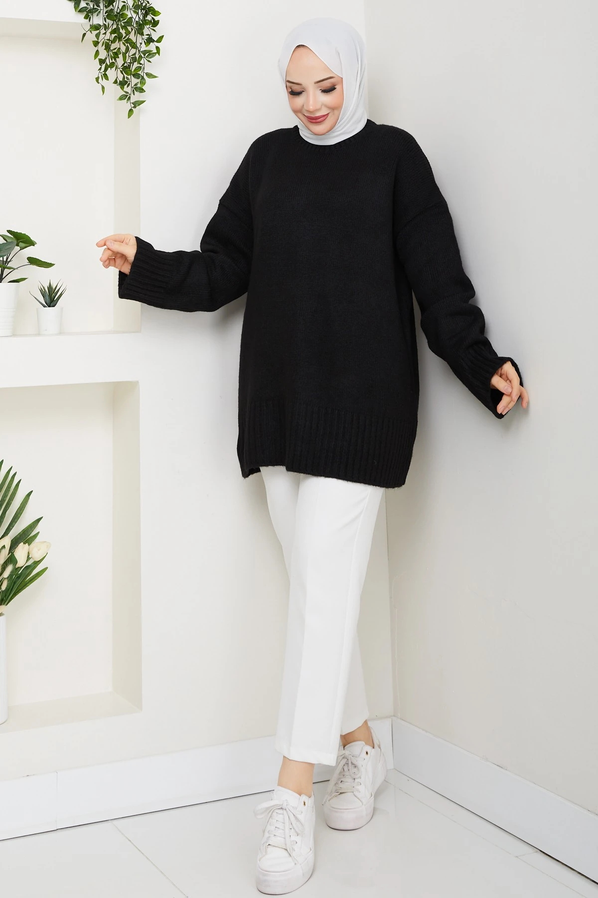 Kadın Bisiklet Yaka Oversize Triko Kazak