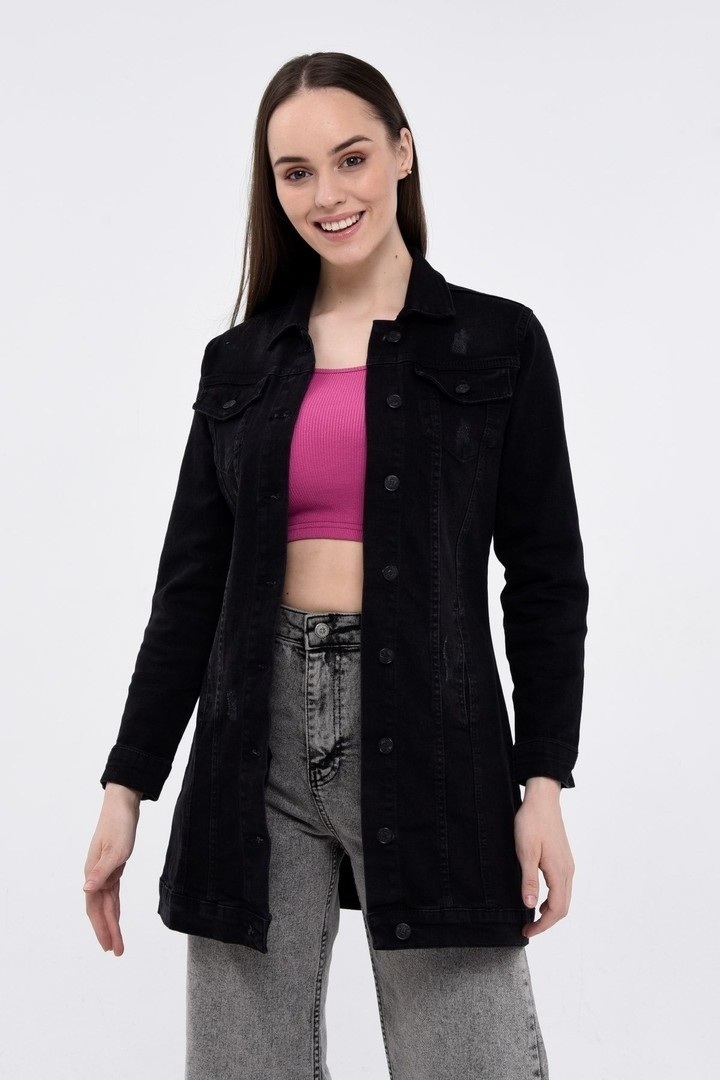 Kadın Jean Mavi Denim Kot Ceket
