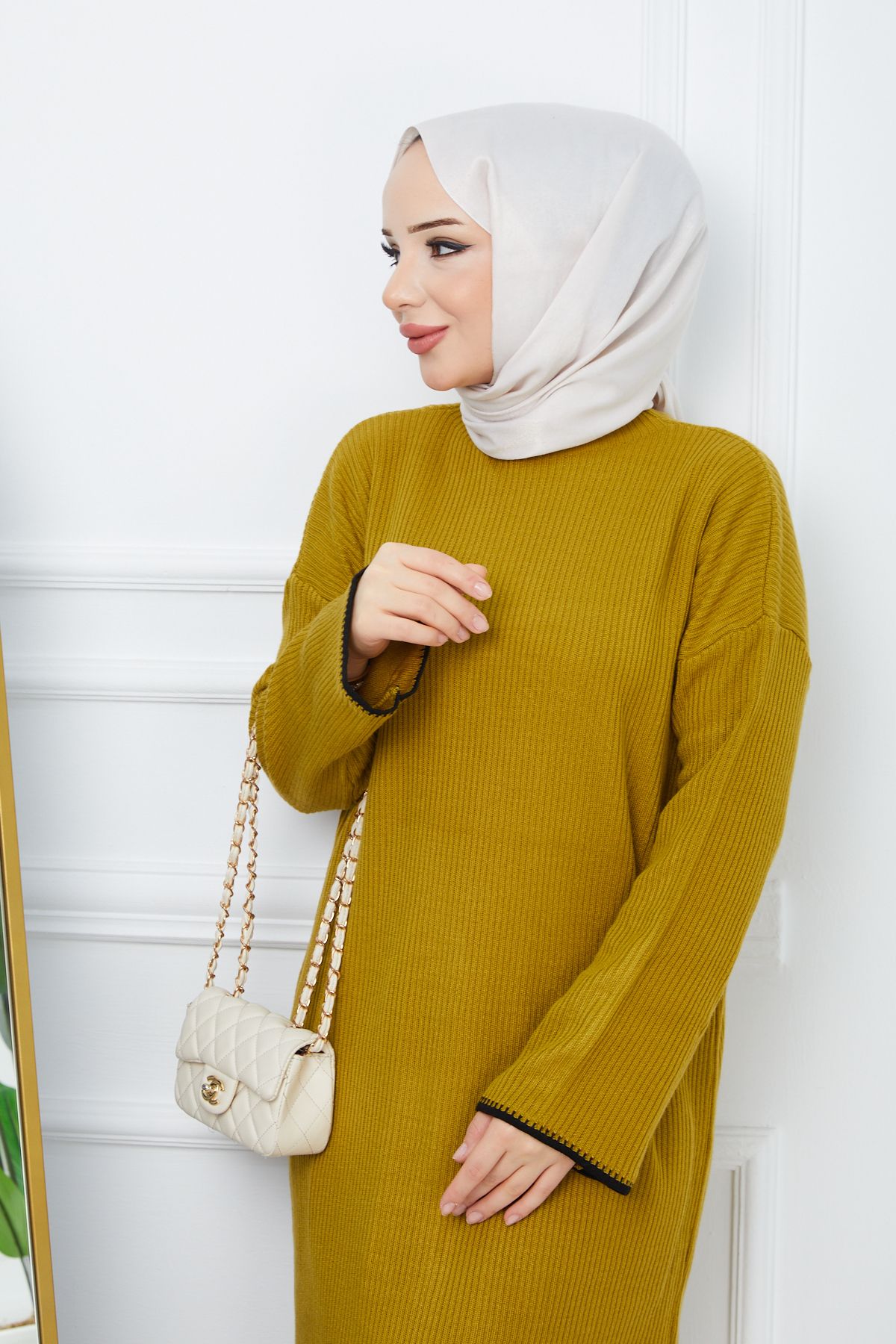 Kadın Şerit Detaylı Fitilli Elbise